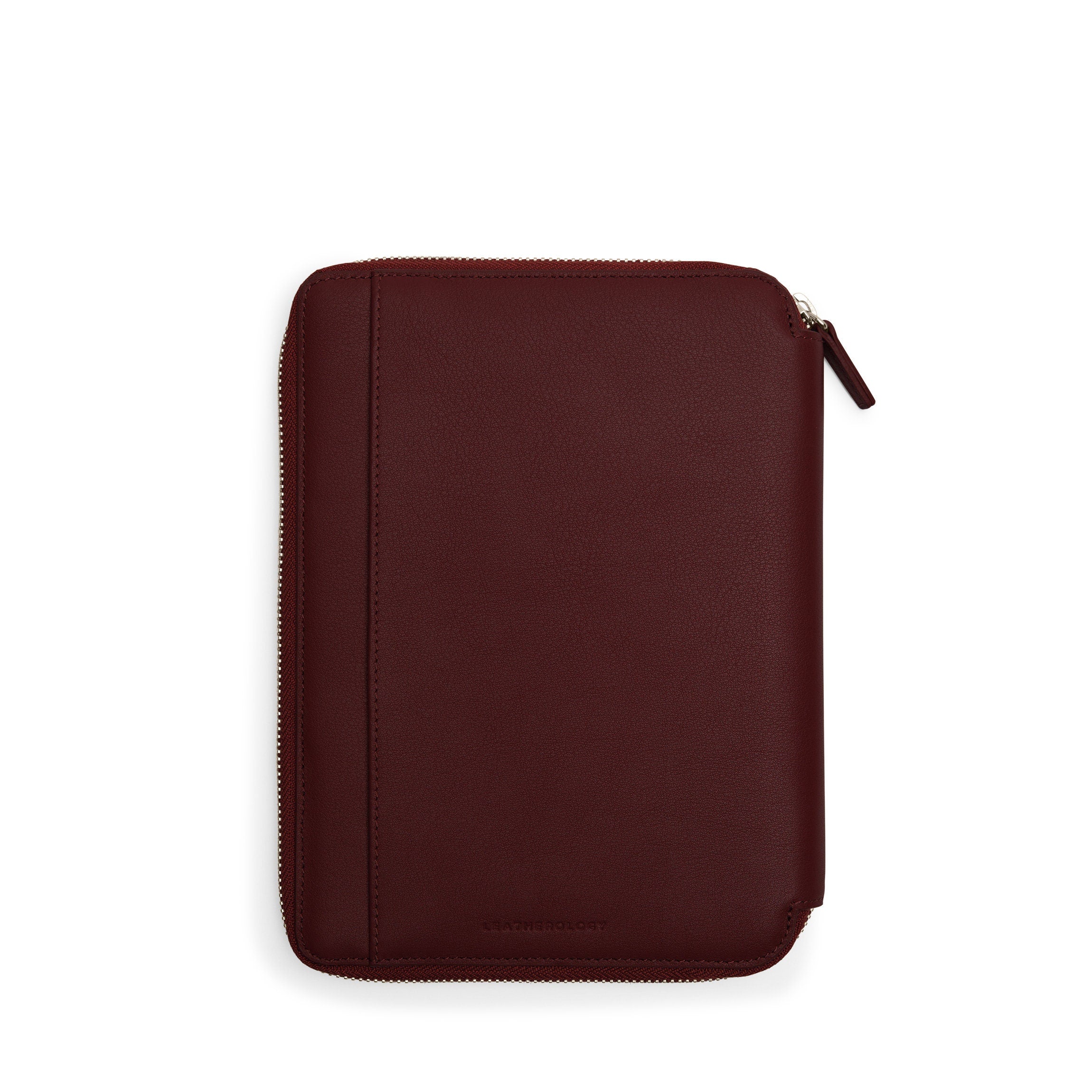 A5 Junior Zippered Padfolio Organizer - Professional Leather Portfolio with Notepad Holder for Students & Business (Bordeaux Red) - Perfect for School, Office Meetings & Job Interviews