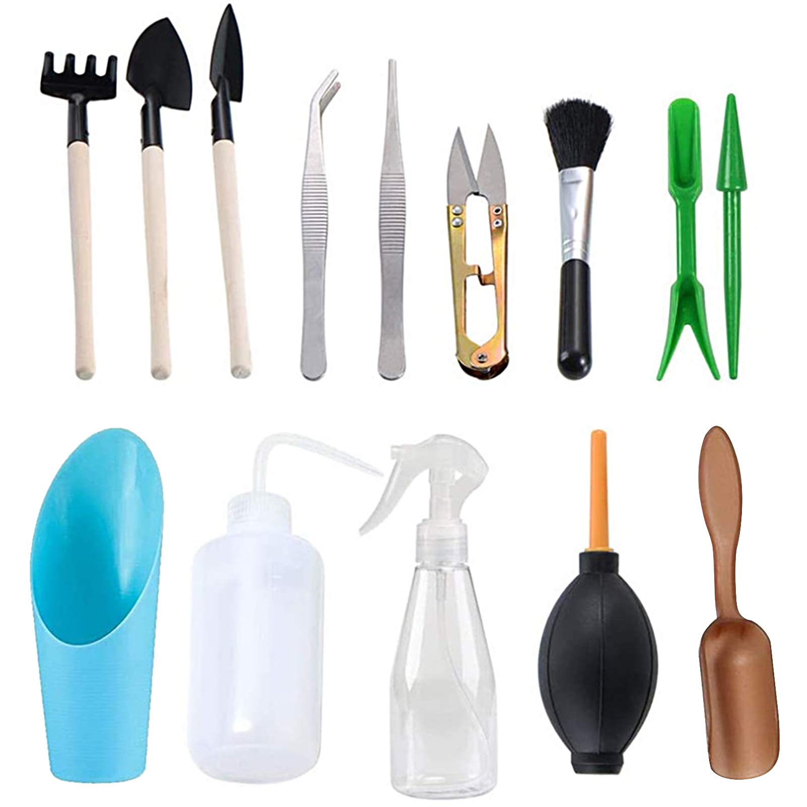 Kingsea 14-Piece Succulent Plant Tool Kit - Mini Garden Hand Transplanting Tools for Bonsai, Fairy Gardens & Plant Care | Perfect for Indoor Succulent Arrangements, Fairy Garden DIY & Home Gardening