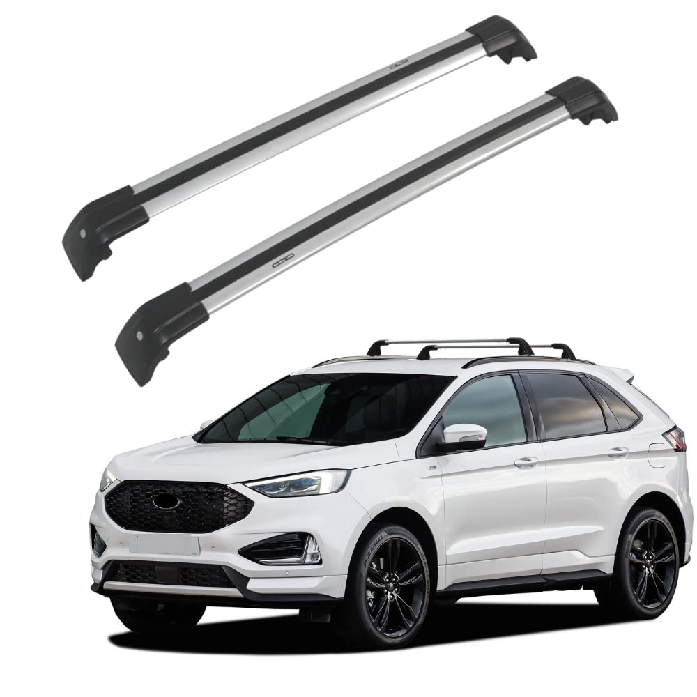 Silver Car Roof Rack Cross Bars for Ford Edge 2017-2022 | Heavy Duty Cargo Carrier for Luggage, Kayak, Canoe, Bike, Snowboard & Ski | Perfect for Road Trips, Outdoor Adventures & Sports Equipment Transport