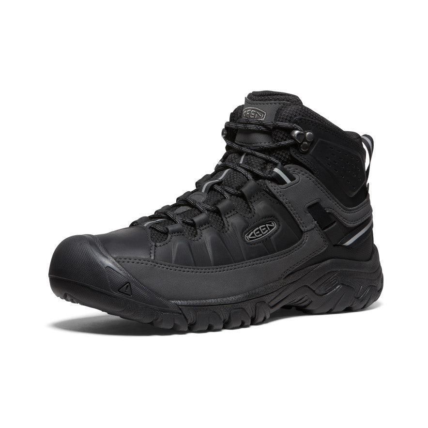 Men's KEEN Targhee III Mid WP Waterproof Hiking Boots - Triple Black - Durable & Comfortable for Outdoor Adventures, Trekking, and Trail Walking