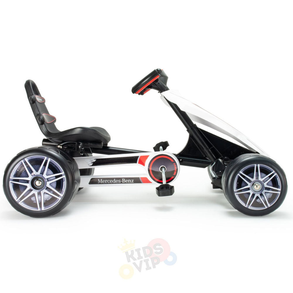 Mercedes Benz Pedal Go Kart for Kids with Adjustable Seat - Ride-On Toy Car for Outdoor Play, Birthday Gifts & Backyard Fun