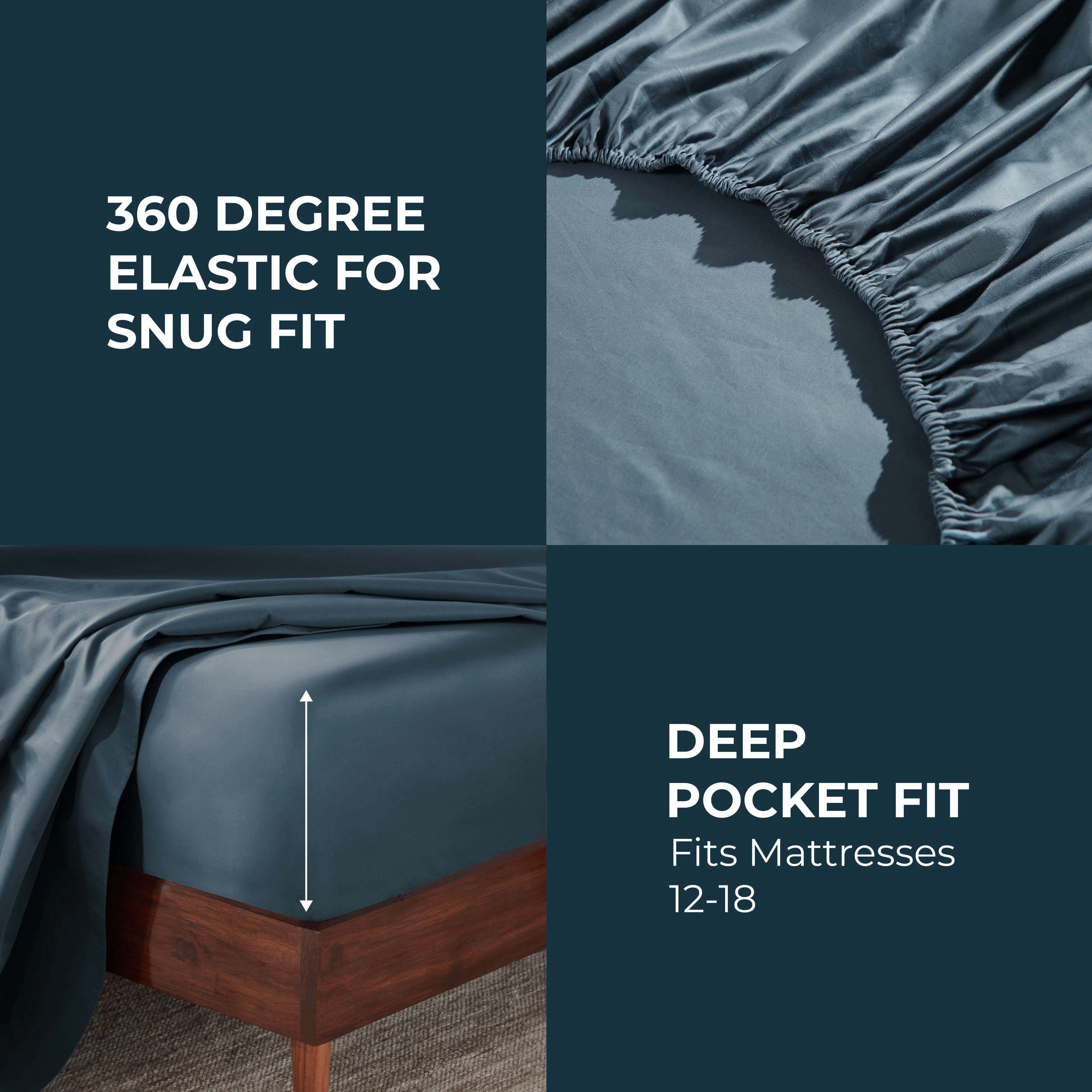 Premium 850 Thread Count 100% Cotton Solid Color Bed Sheet Set - Ultra Soft & Breathable for Comfortable Sleep - Perfect for Master Bedroom, Guest Room & Luxury Hotels