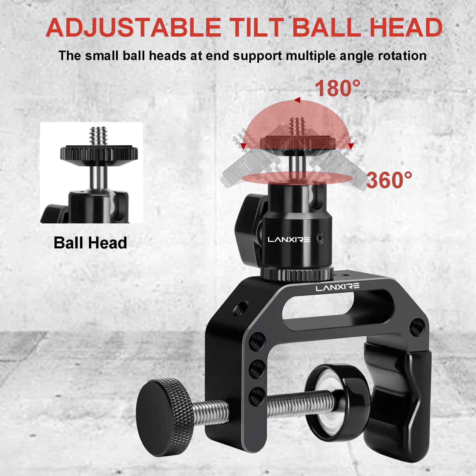 Heavy Duty C Clamp Camera Mount with Mini Ball Head - 1/4