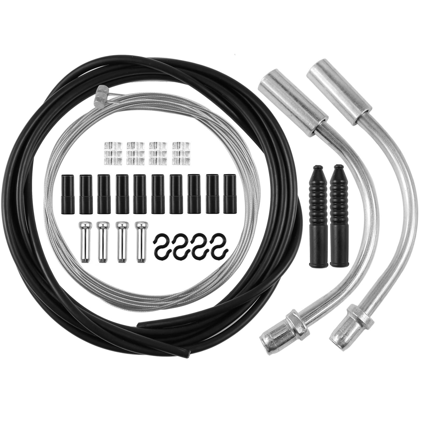 Premium Bike Brake Cable & Shifter Cable Housing Kit - Durable Bicycle Brake Line Set with V-Brake Noodles & Cable Guides (2 Plastic Hoses) for Road & MTB Mountain Bikes | Perfect for Cycling Maintenance & DIY Bike Repairs