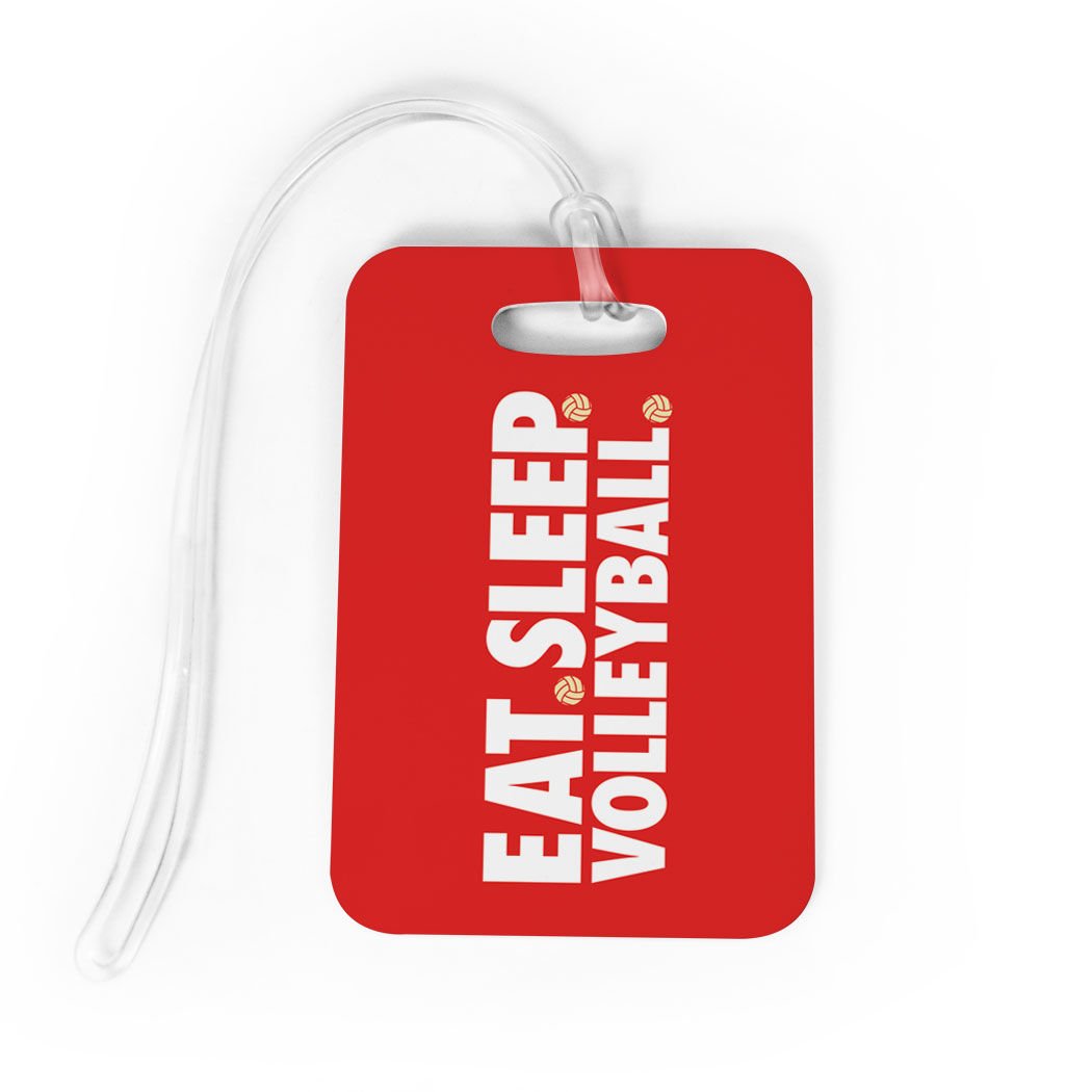 Volleyball Luggage Tag & Bag Tag - Personalized Custom Info on Back - Medium Size - Red - Perfect for Volleyball Players, Travelers & Sports Fans