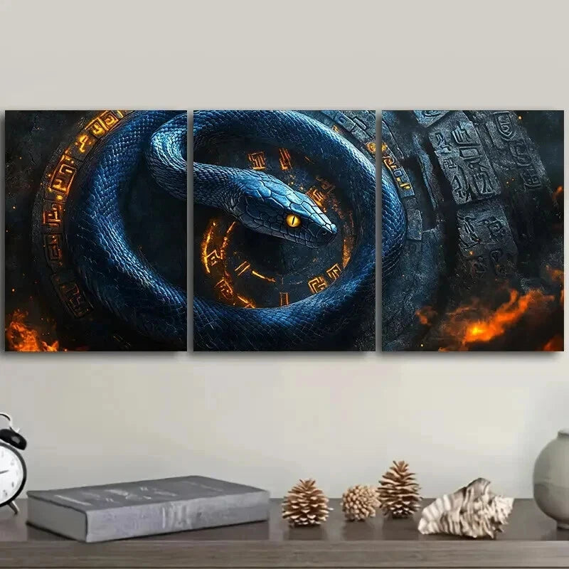 3-Piece Black Snake Cursed Wall Art Set - Framed Canvas 60x90cm | High Quality Print | 100% Australian Made | Ready to Hang | Gothic Home Decor for Living Room, Bedroom & Office