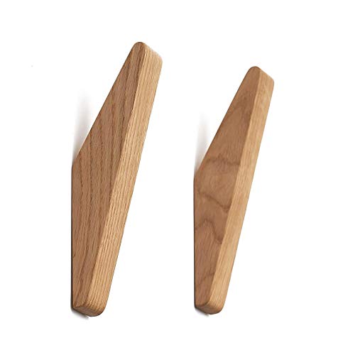 Natural Oak Wood Wall Hooks GATIS - Rustic Home Decor for Coats, Hats & Keys - Perfect for Entryway, Bedroom & Bathroom Organization