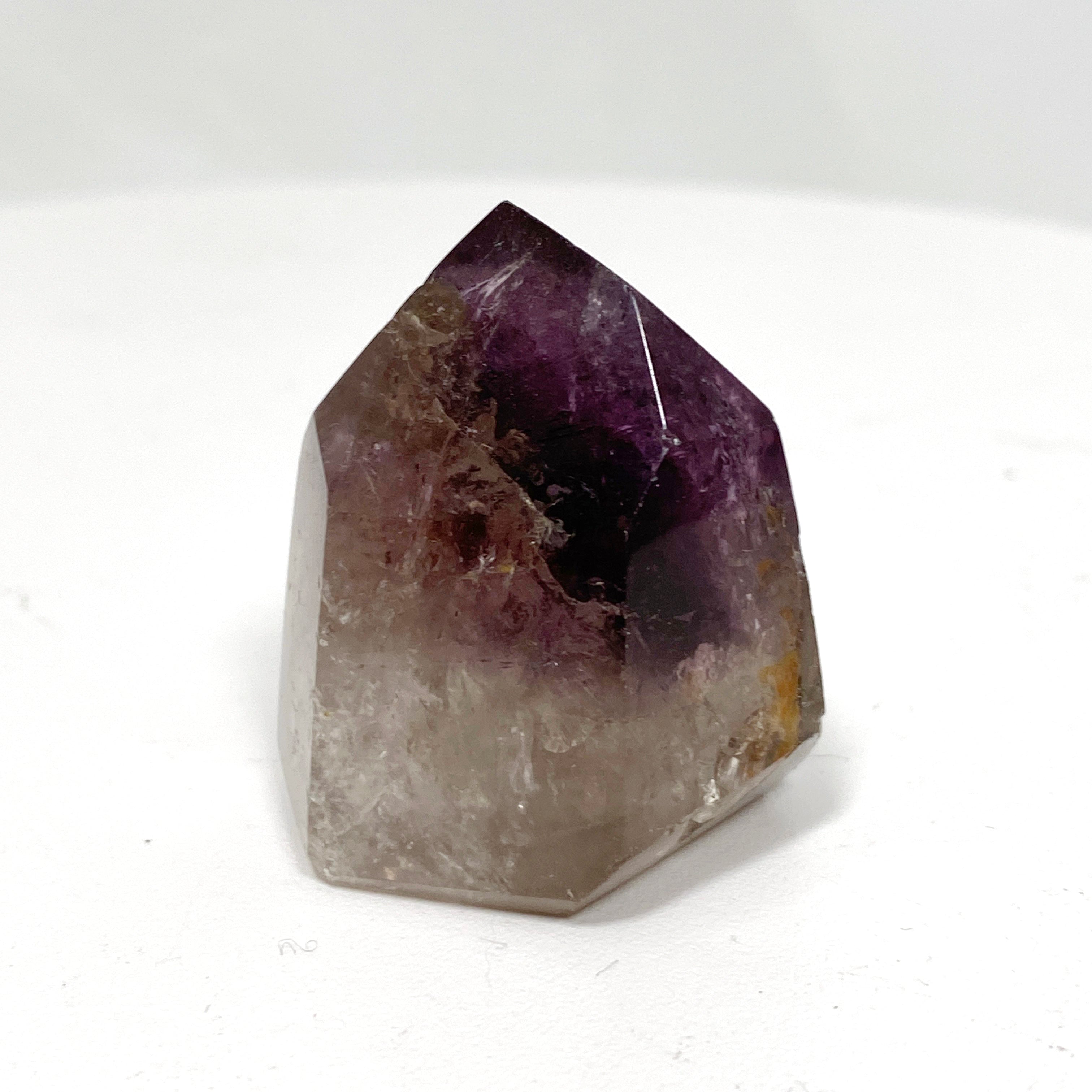 Natural Smokey Amethyst & Clear Quartz Crystal Point - Healing Stones for Meditation, Reiki, and Home Decor (CR3450)
