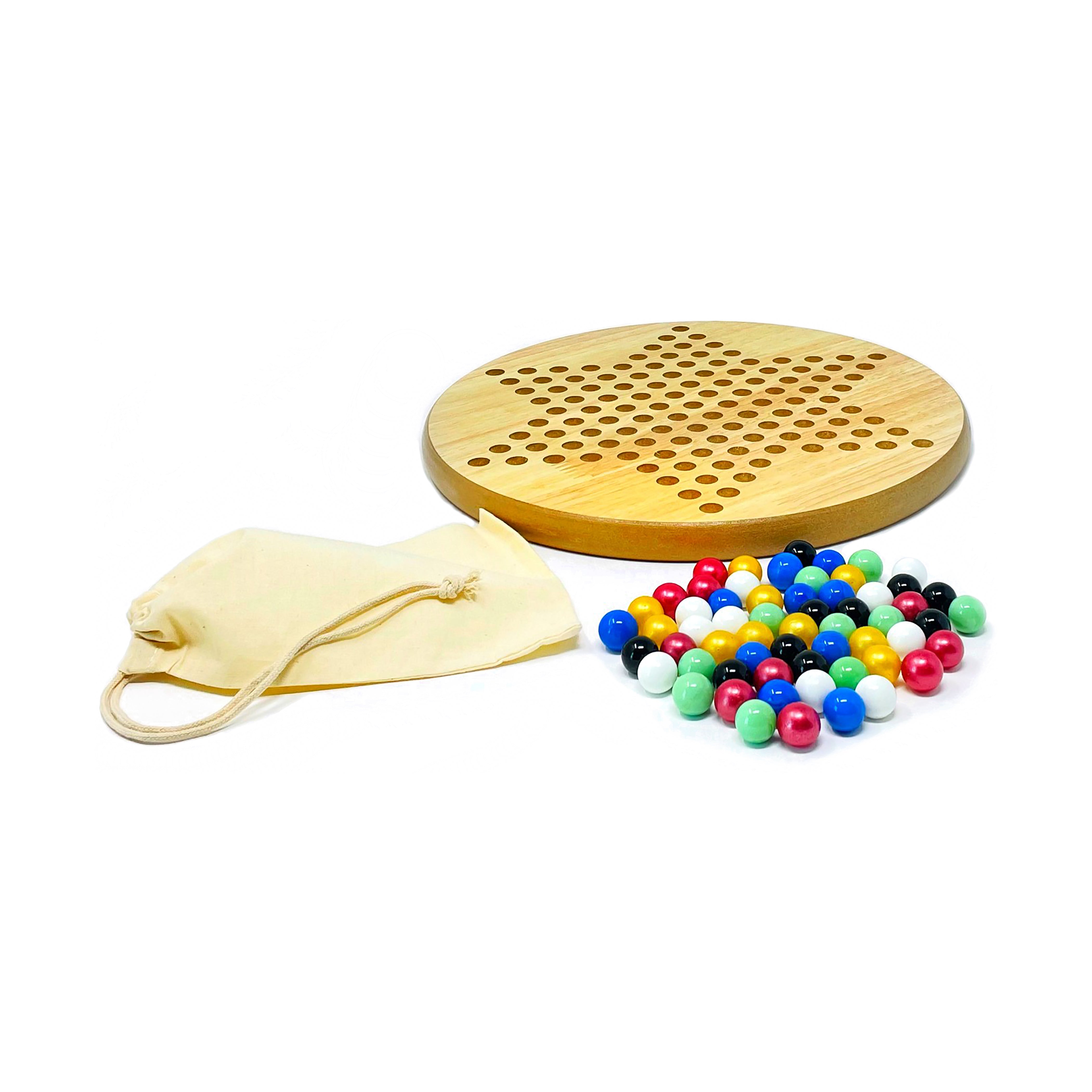 Classic Wooden Chinese Checkers Board Game with Glass Marbles - Family Fun Strategy Game for Kids & Adults - Perfect for Game Nights, Parties & Indoor Activities