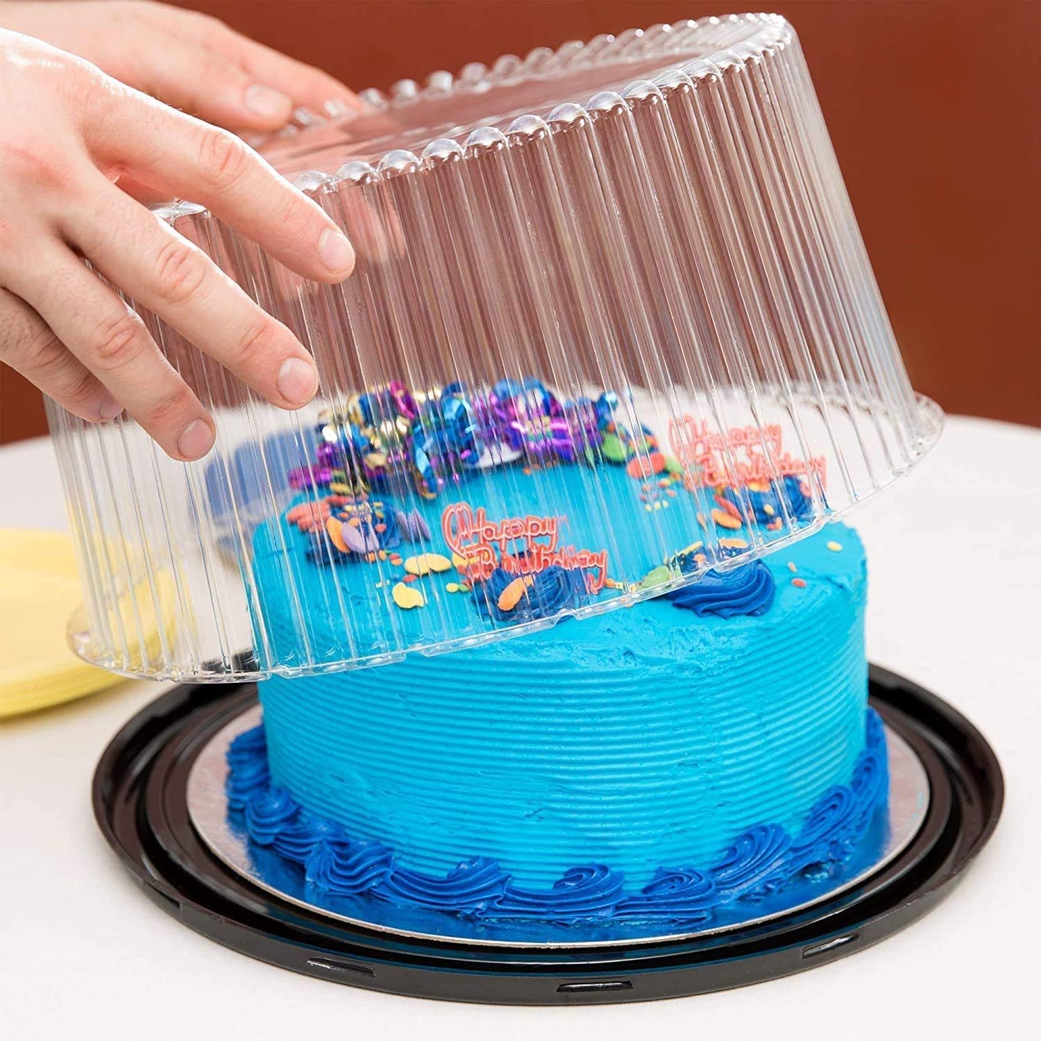 12 Inch Disposable Plastic Cake Containers with Dome Lids - 5 Pack Includes Cake Boards for 2-3 Layer Cakes | Perfect for Bakery Display, Wedding Cakes & Dessert Storage
