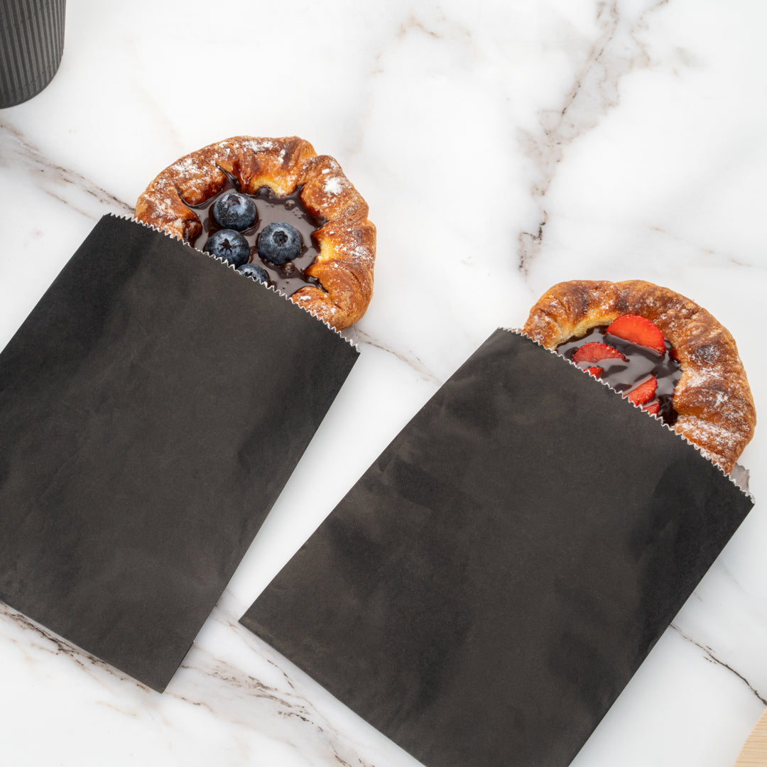 Premium Black Paper Bags 7x5 Inches - 100 Count Bulk Pack for Gift Wrapping, Party Favors & Retail Packaging