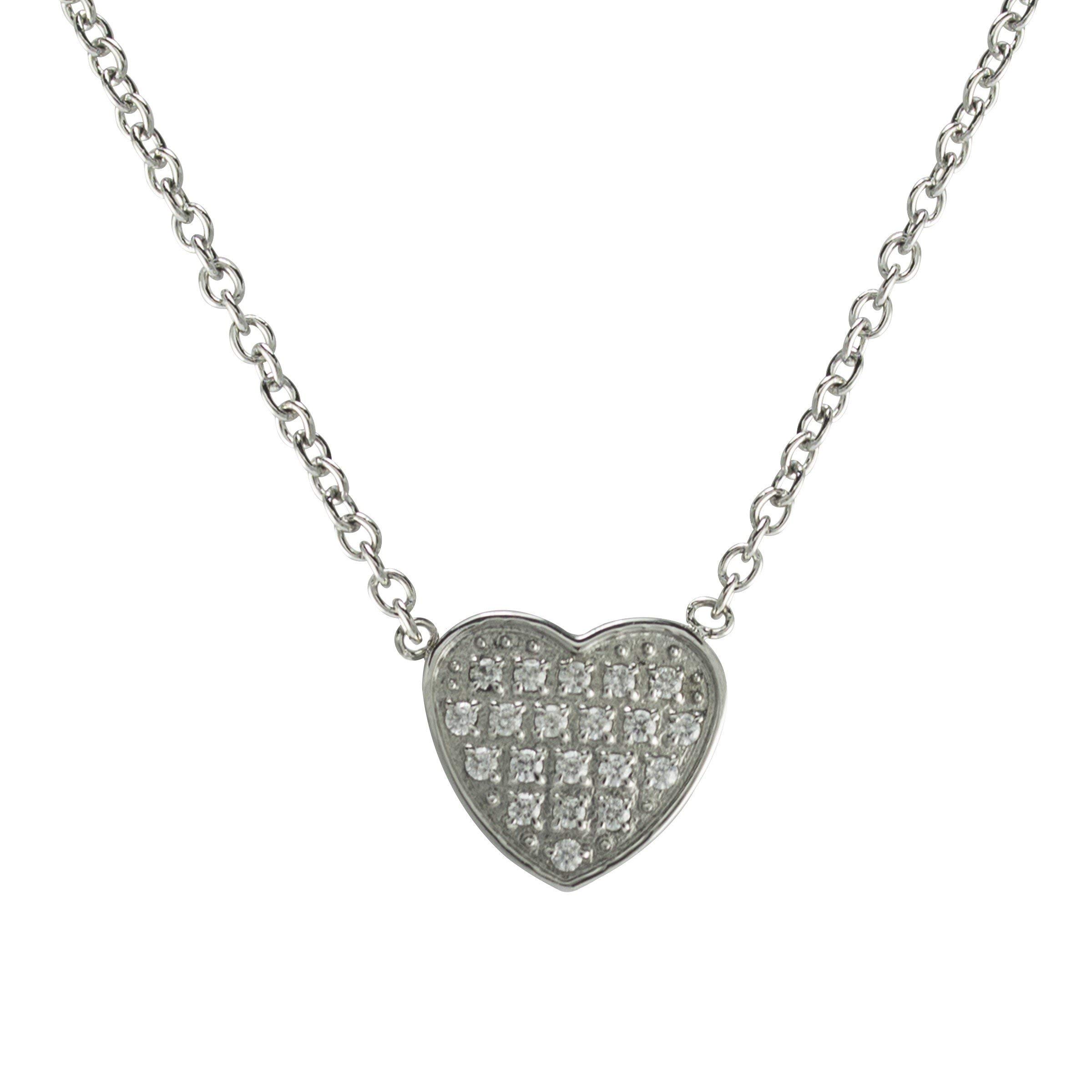 LND Women's Jeweled Heart Charm Stainless Steel Necklace - Elegant Gift for Valentine's Day, Anniversary & Everyday Wear