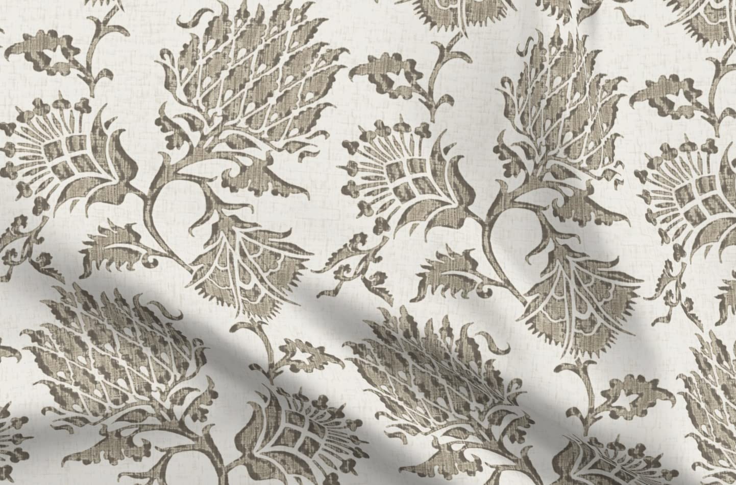 Taupe French Floral Damask Printed Minky Fabric Fat Quarter - Soft Plush Material for Sewing Baby Blankets, Quilt Backing & Plush Toys - Premium Spoonflower Fabric for DIY Crafts & Home Decor
