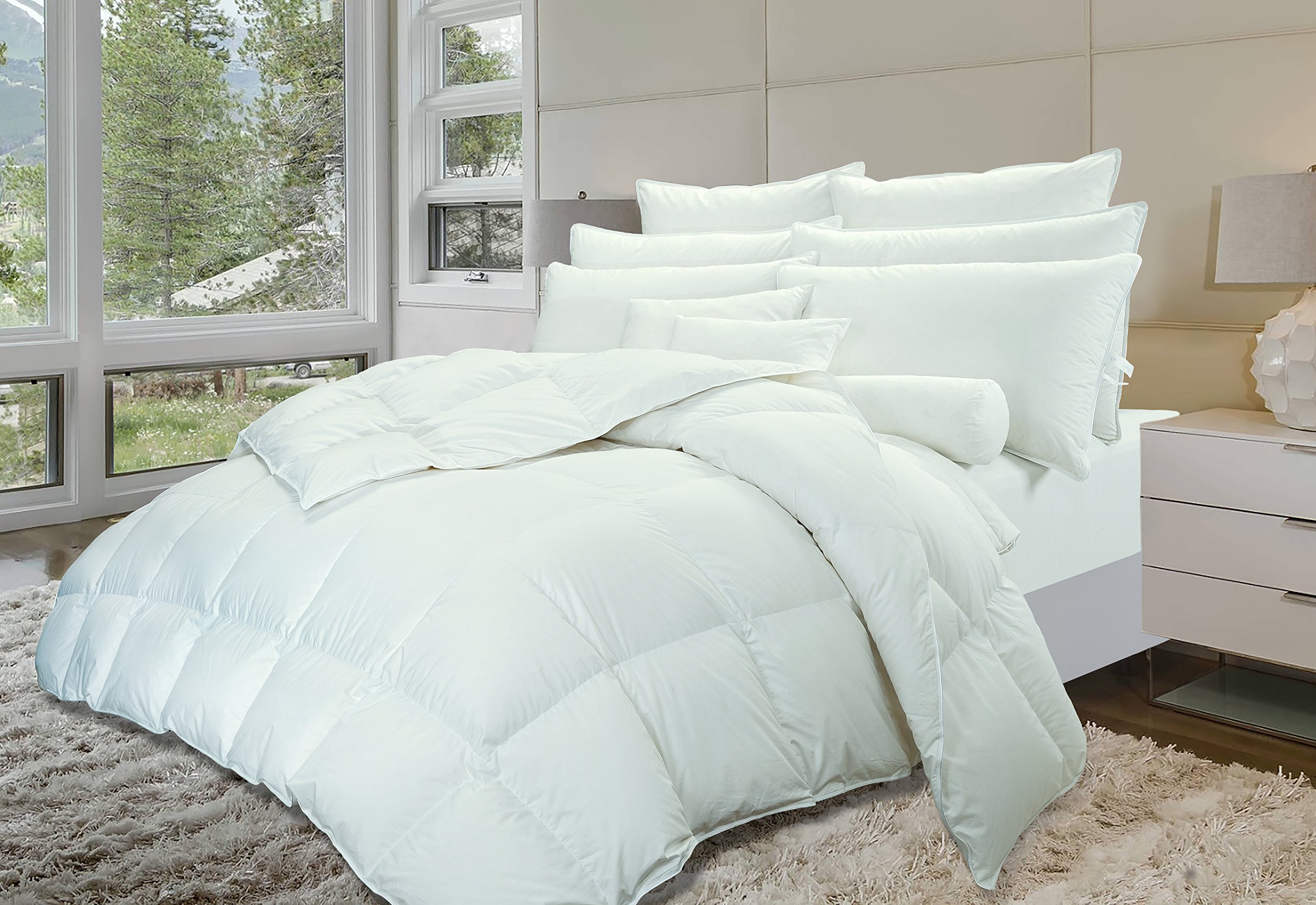 Premium Highland Feather B13-413-Q40 European White Goose Down Comforter - Queen Size Luxury Bedding for All-Season Comfort | Perfect for Master Bedrooms, Guest Rooms & Cozy Retreats