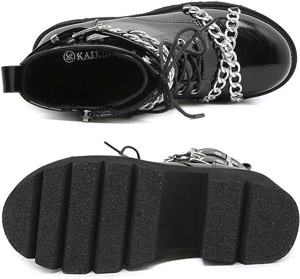 Women's Chunky Heel Platform Ankle Boots - Gothic Punk Motorcycle Combat Riding Boots with Lace Up & Zipper, Round Toe for Casual Outfits, Night Out, Concerts & Street Style Fashion