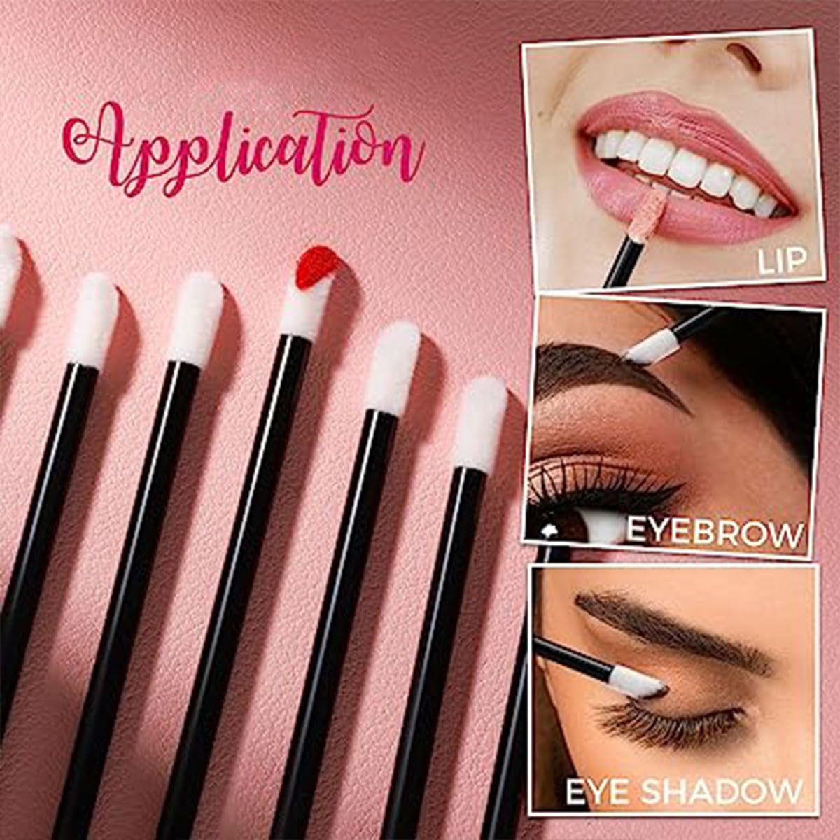 Veoni Belle 100 Pcs Disposable Makeup Brush Set - Black Lip & Gloss Applicator Wands for Professional & Home Makeup - Perfect for Salons, Travel & Hygienic Touch-Ups