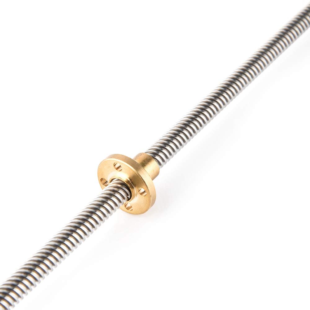 Stainless Steel T8 Trapezoidal Threaded Rod 8mm with Brass Nut - 100mm Length for 3D Printer, CNC Machine, and DIY Projects | High Precision Lead Screw for Linear Motion Systems