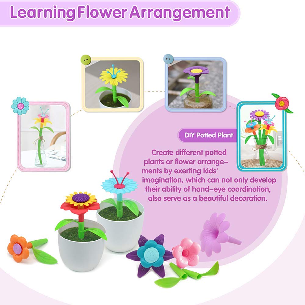 **Flower Garden Building Toys for Girls Age 3-6 | 98 PCS Creative STEM Educational Toys | Toddler Birthday Gifts & Preschool Learning Activities | Indoor & Outdoor Play**