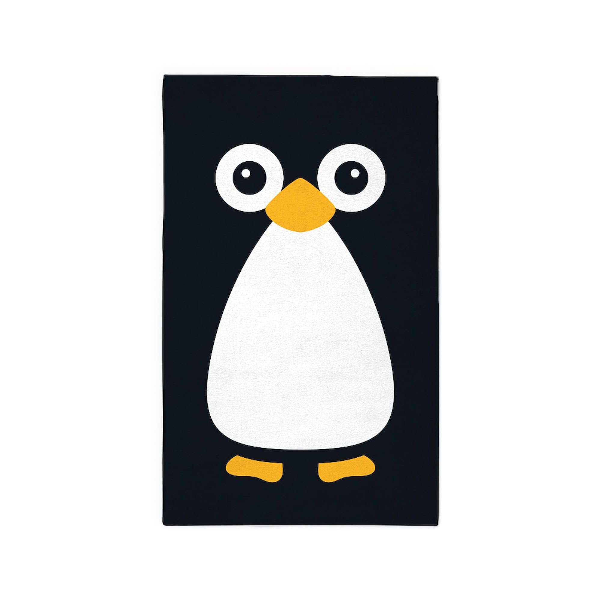 Cute Vector Penguin 3'X5' Non-Slip Area Rug - Soft Decorative Throw Rug for Living Room, Bedroom & Nursery - Machine Washable Fabric Rug for Home Decor