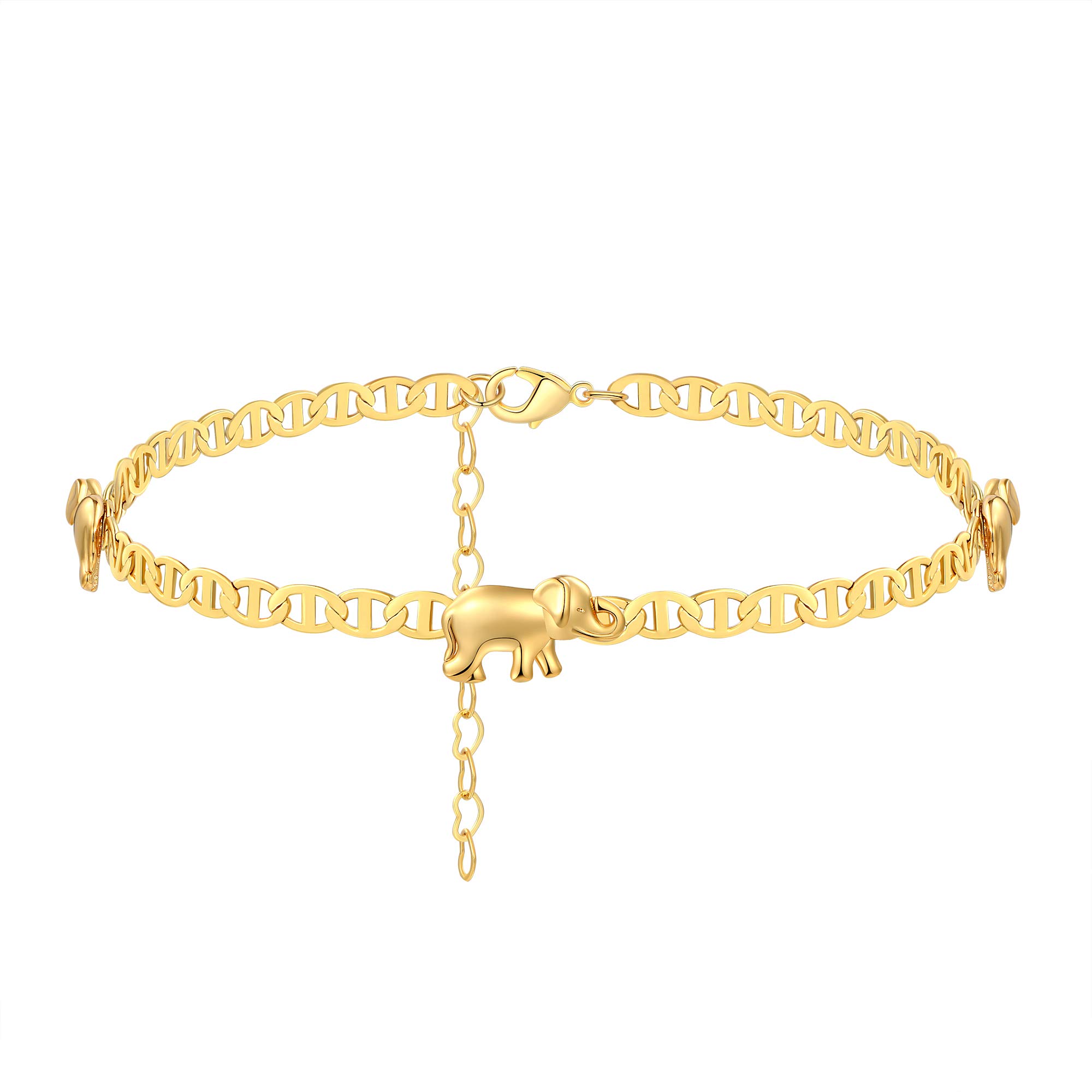 14K Gold Plated Butterfly & Elephant Anklet Bracelet for Women - Dainty Foot Chain Jewelry - Perfect for Beach, Summer & Boho Fashion Outfits