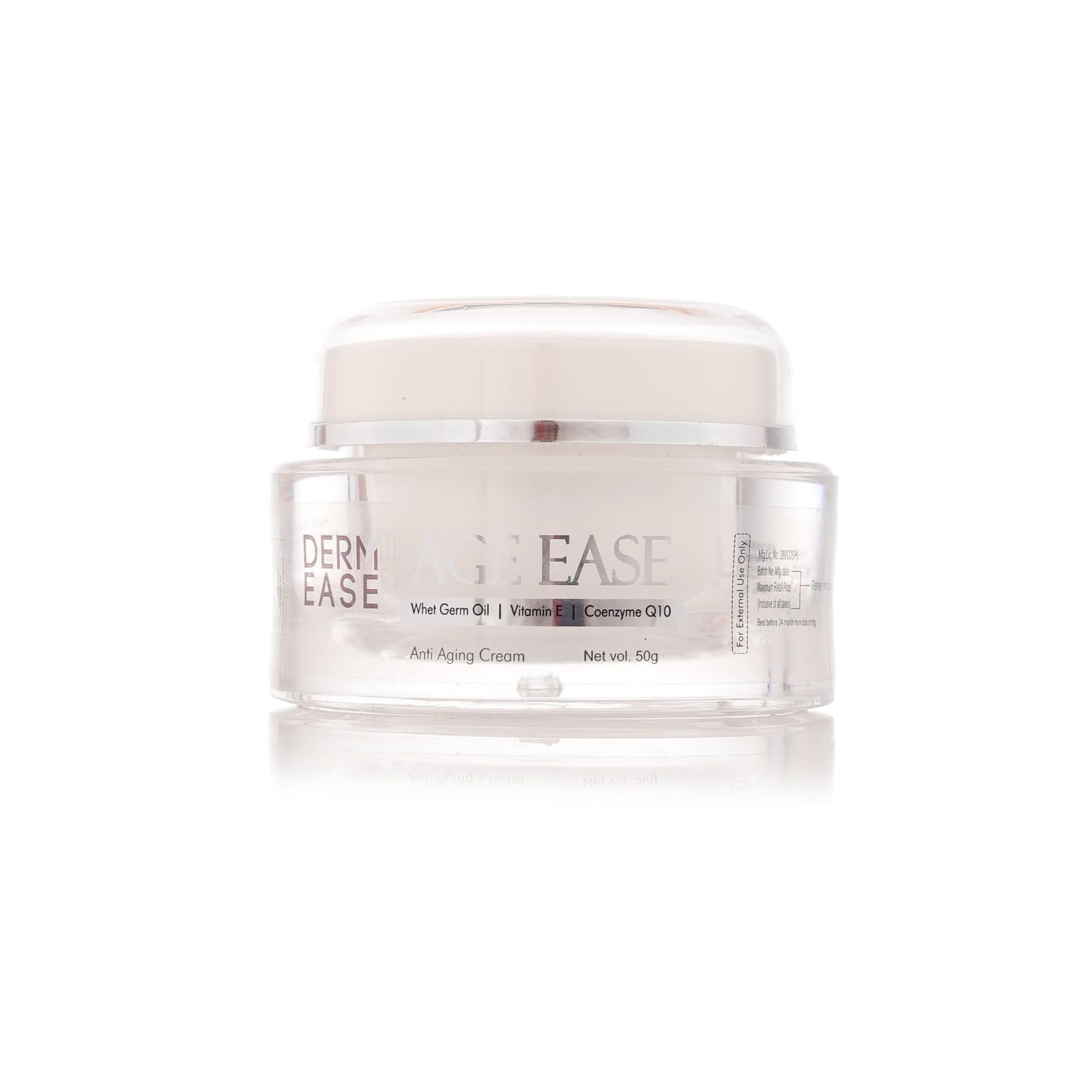 Derm Ease Age Ease Anti Aging Cream with Wheat Germ Oil, Coenzyme Q10 & Vitamin E - Reduces Fine Lines & Wrinkles, Brightens Skin - 2 Pack (50ml Each) - Perfect for Nighttime Skincare Routine & Daily Moisturizing