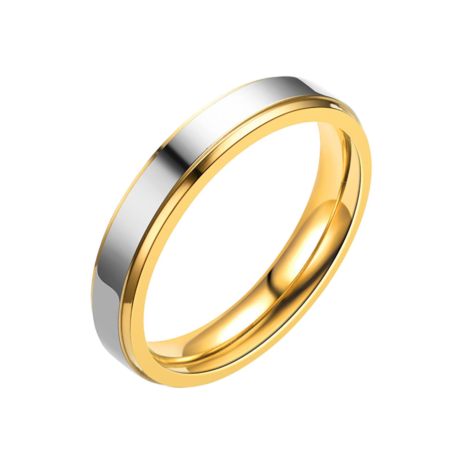 LARIAU 2022 Stainless Steel Stackable Rings for Women & Men - Gold Matching Couple Rings, Handmade Wedding Bands, Unisex Jewelry Gift for Birthday, Anniversary & Valentine's Day - Perfect for Everyday Wear, Date Nights & Special Occasions (Gold, Size 5 & 2)