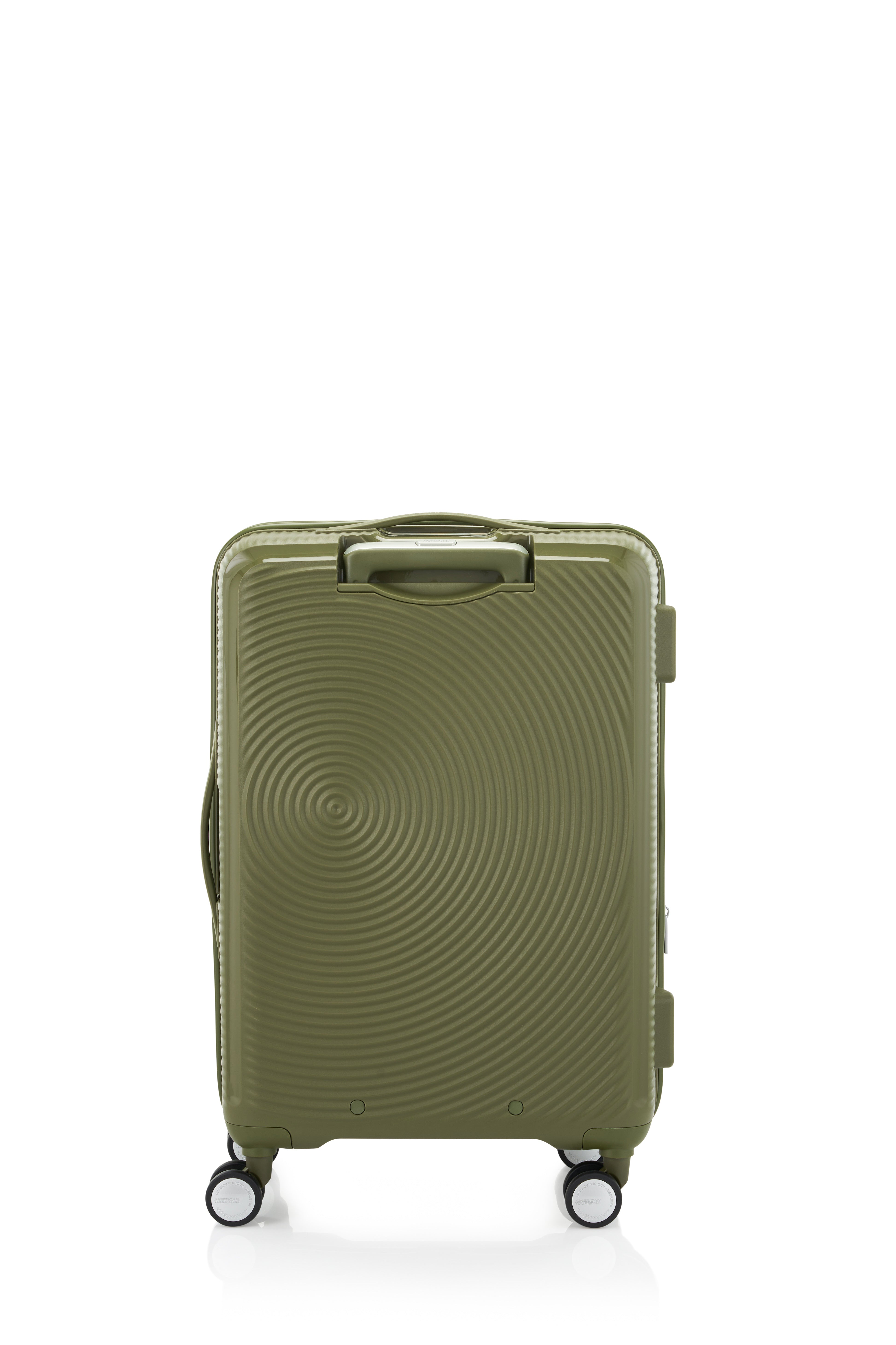 American Tourister 68cm Curio Book Opening Suitcase - Lightweight Spinner Luggage with Expandable Design, Perfect for Travel & Business Trips (Khaki)