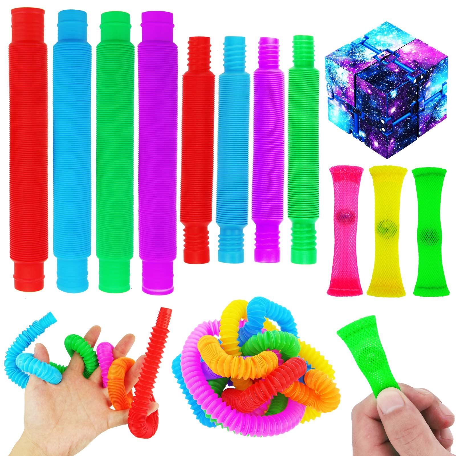 100-Piece Mixed Color Marble Mesh Fidget Toys for Kids & Adults - Stress Relief Sensory Toys for Anxiety, ADHD & Focus - Perfect for Classrooms, Offices & Travel
