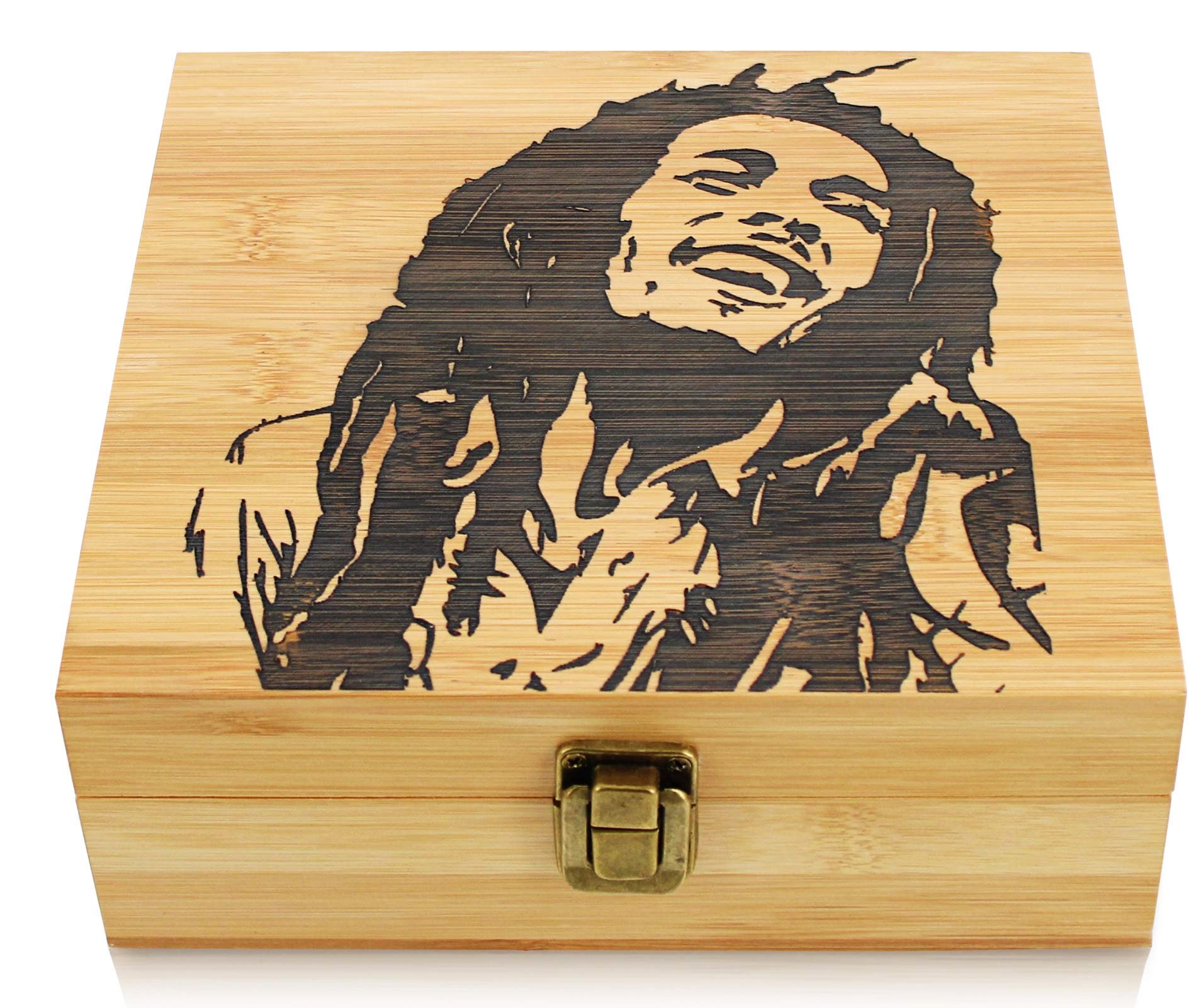 Premium Bamboo Stash Box with Rolling Tray - Large Wooden Storage Organizer for Smoking Accessories | Portable & Odor-Proof Design | Perfect for Home, Travel, and Outdoor Use