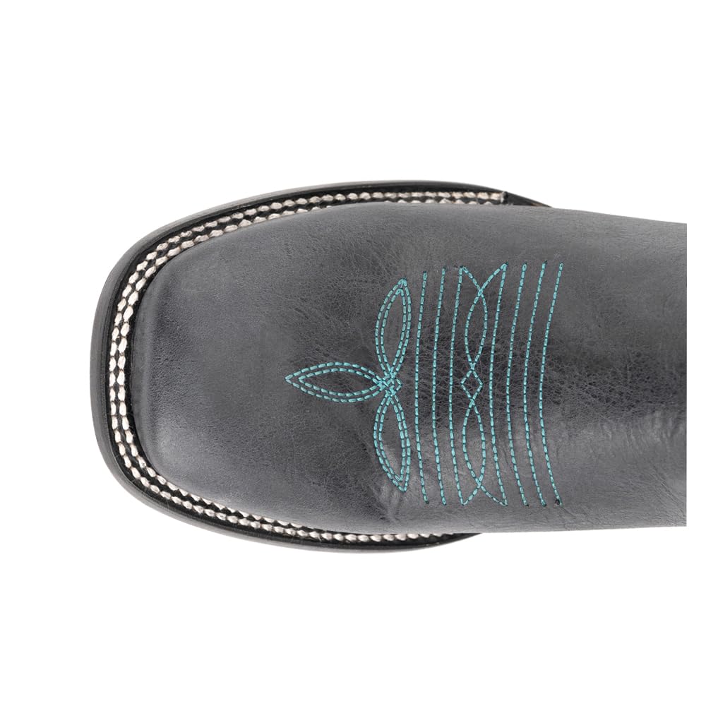 Men's Blaze Embroidered Square Toe Casual Boots - Mid Calf Western Cowboy Boots for Men in Black & Blue | Perfect for Country Dancing, Rodeo Events & Everyday Wear