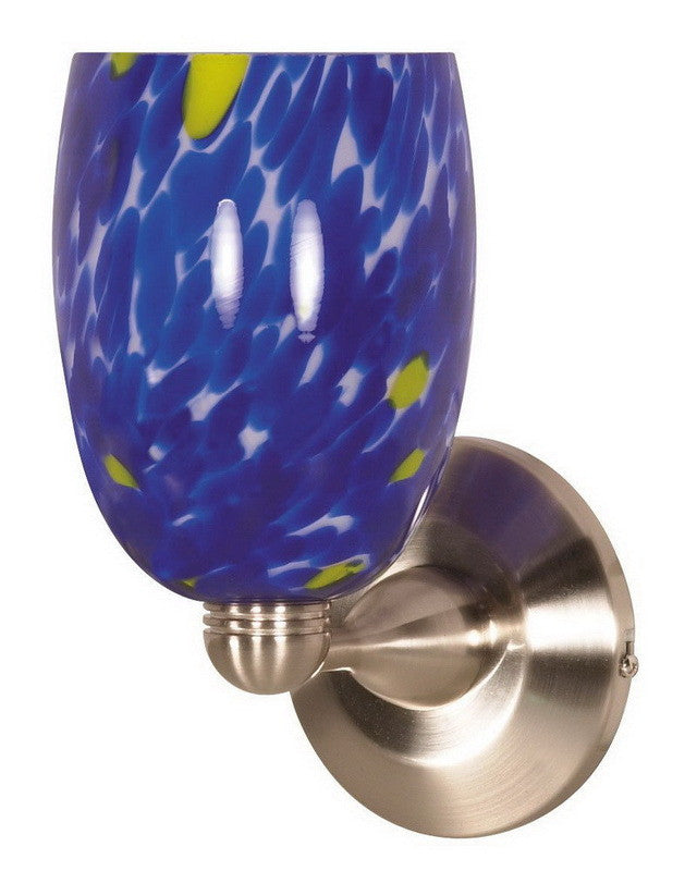 Nuvo Lighting 60 709 Brushed Nickel Wall Sconce with Caspian Blue Brandy Glass Shade - Perfect for Bedroom, Hallway, and Entryway Lighting