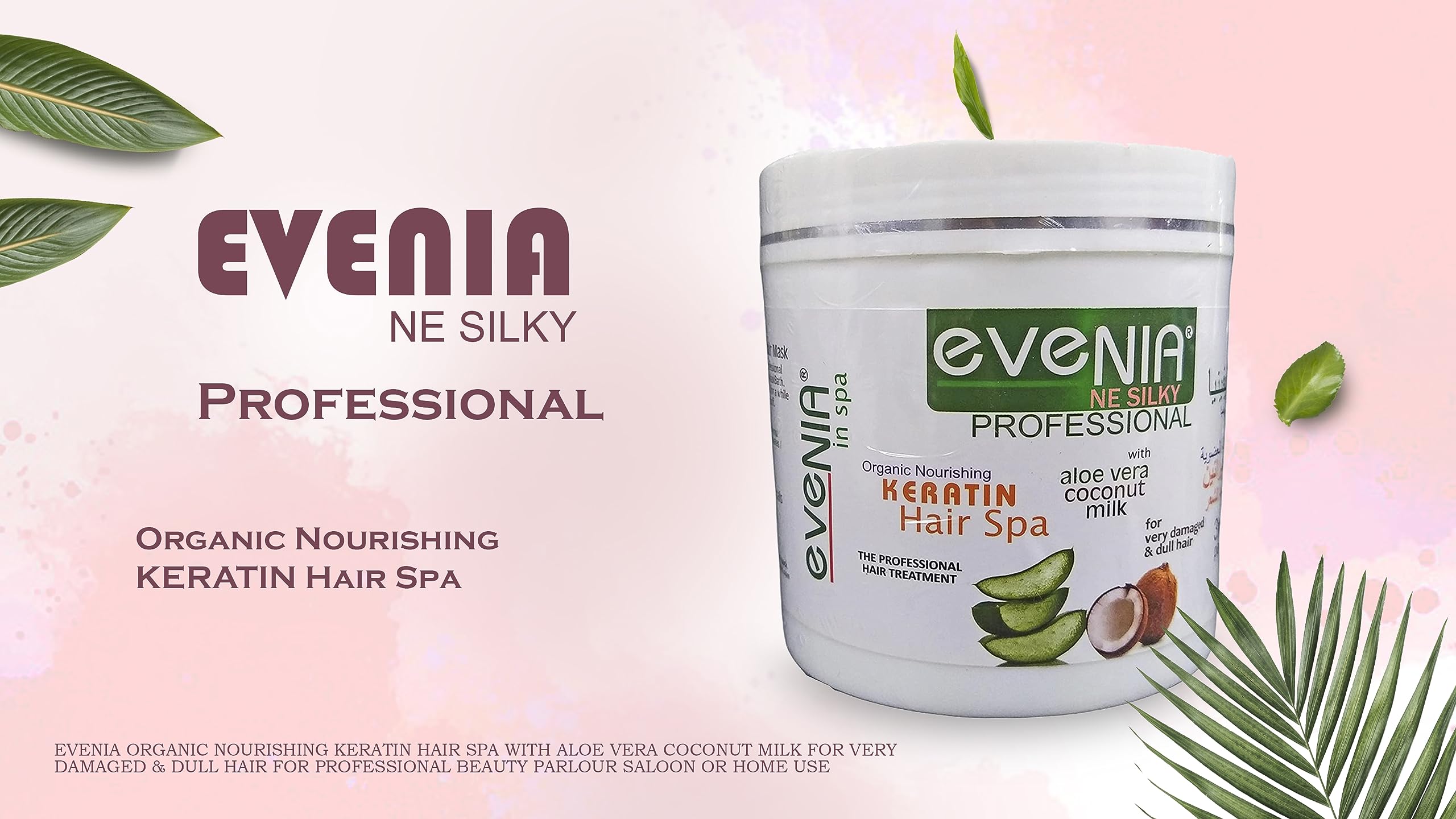 EVENIA Organic Keratin Hair Spa Treatment with Aloe Vera & Coconut Milk - Repair for Damaged, Dull Hair - Salon & Home Use - Perfect for Deep Conditioning & Hair Restoration