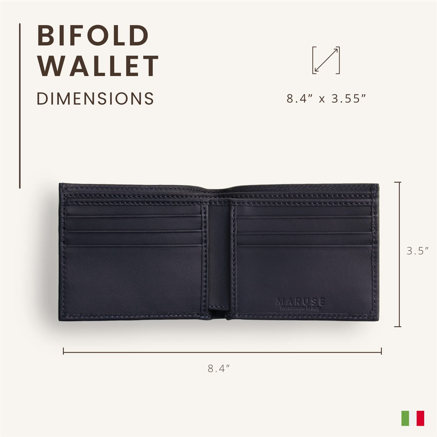 Premium Italian Leather Bifold Wallet for Men - Slim & Minimalist Genuine Calf Leather Wallet with Multiple Pockets - Navy Blue - Perfect Gift for Business, Travel & Everyday Use