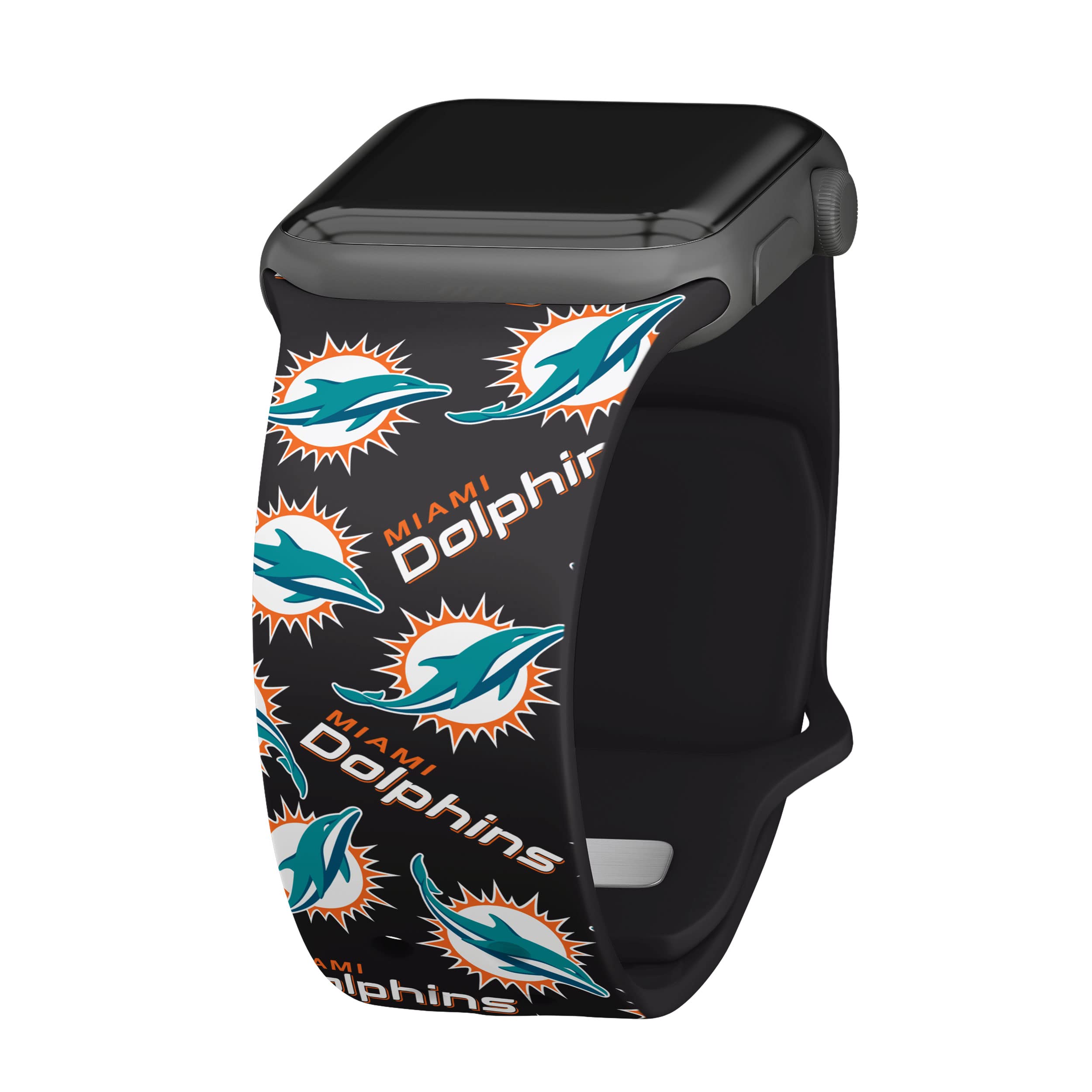 Miami Dolphins Apple Watch Band - Premium HD Silicone Strap Compatible with Apple Watch Series 9/8/7/6/SE/5/4/3/2/1 - Perfect for Game Day, Sports Fans & Dolphins Supporters