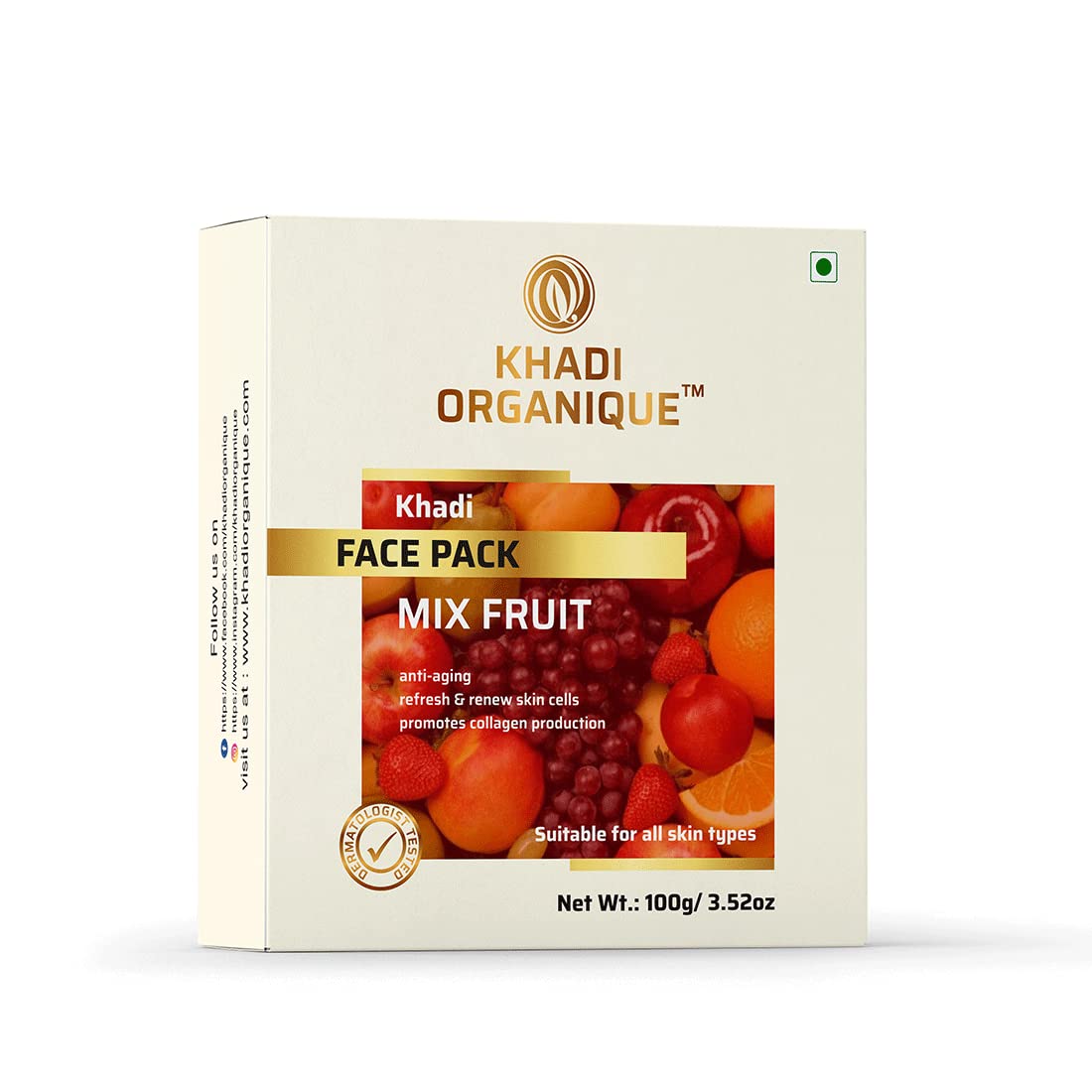 Khadi Organique Mix Fruit Face Pack for Skin Brightening & Glow - 100% Natural & Organic (Pack of 1) | Best for Daily Skincare Routine & Radiant Complexion