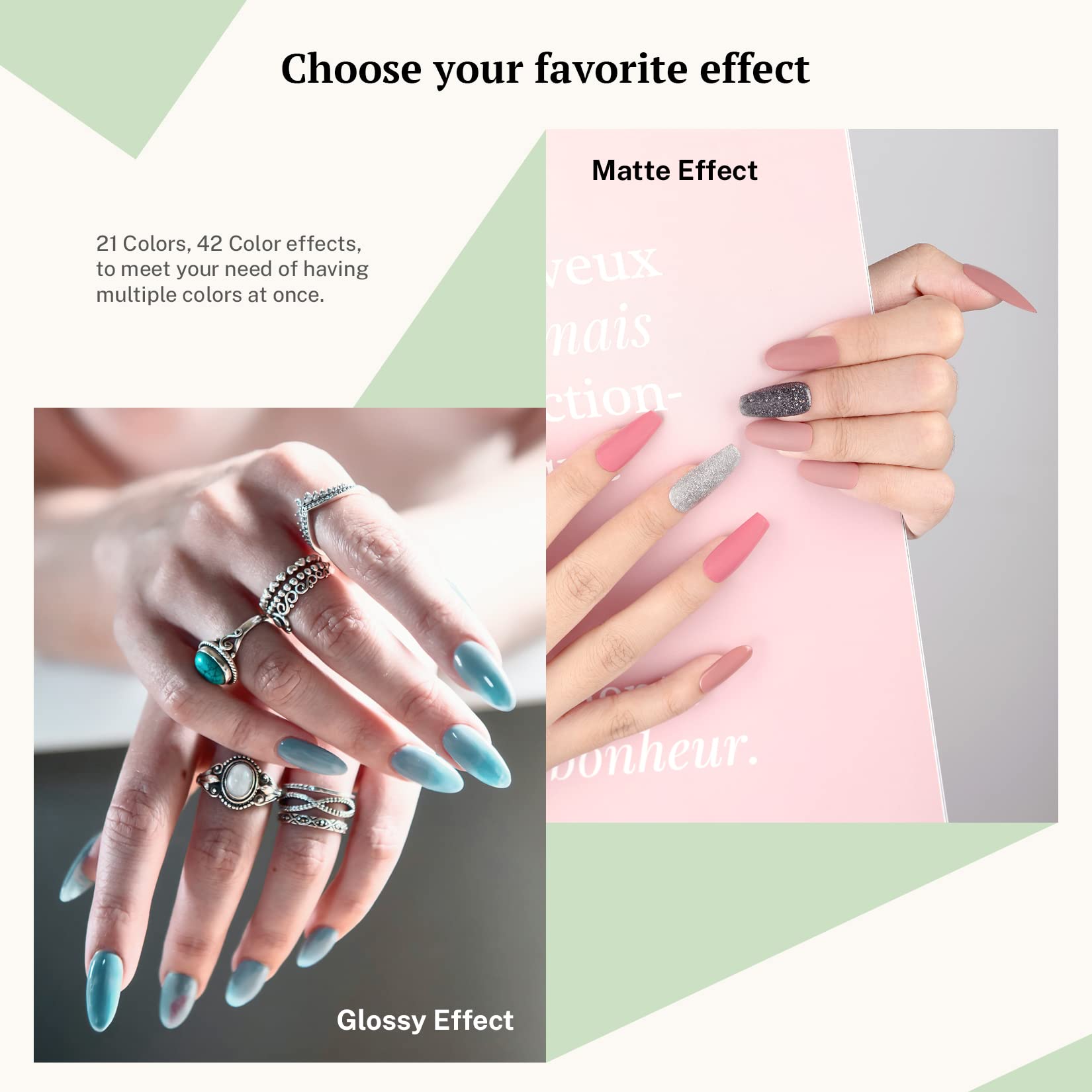PHOENIXY 21 Colors Gel Nail Polish Set - Pink, Red, Blue, Green, Gray, Black & Glitter Nail Kit with Base Coat, Glossy & Matte Top Coat | Long Lasting Salon Quality Nail Polish | Perfect for DIY Manicures, Nail Art & Gift for Women