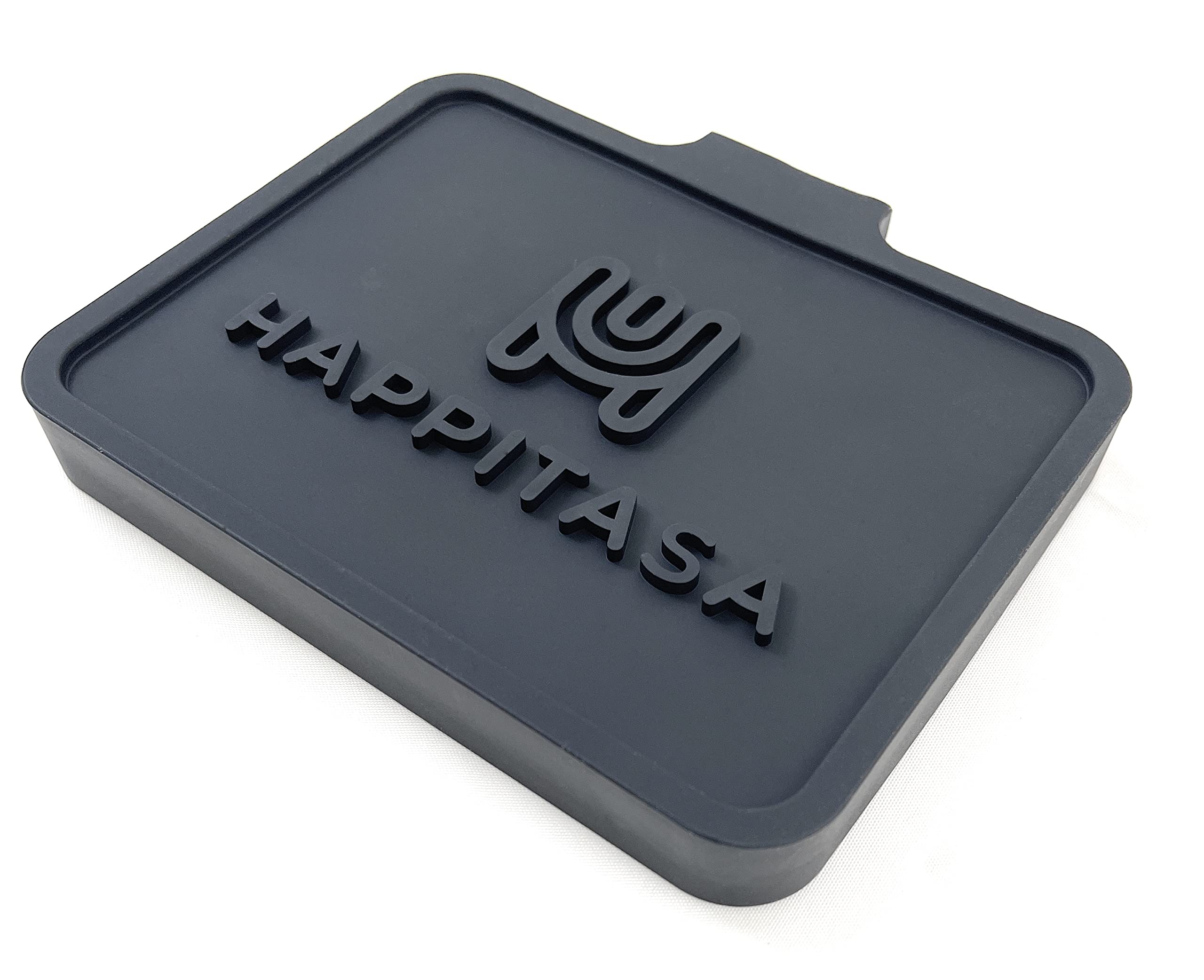 Happitasa 2-Pack Silicone Soap Dish Tray with Drain Chute & Sponge Holder - Non-Slip Bathroom & Kitchen Sink Organizer (Black, 5.2