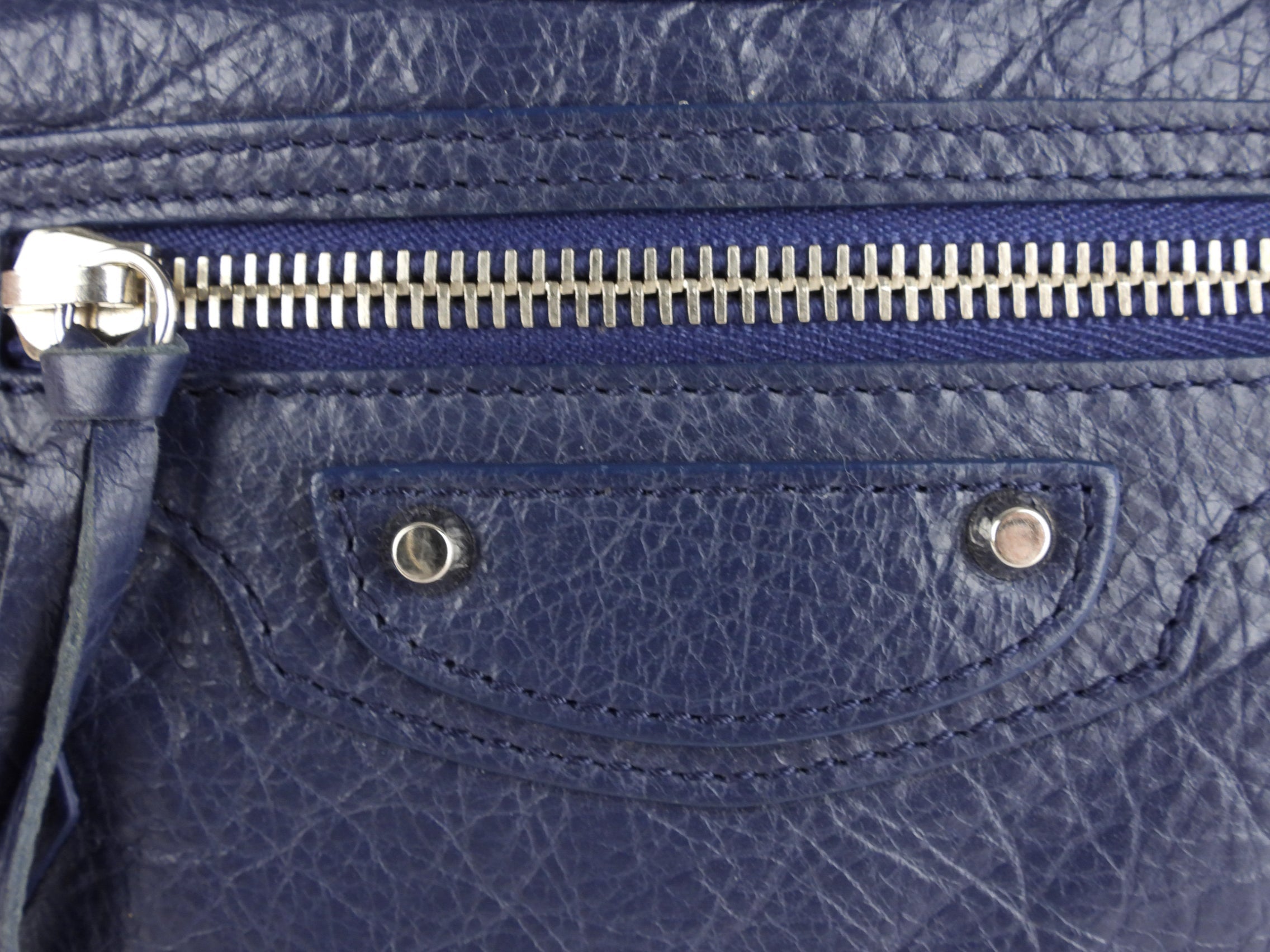 Balenciaga Navy Blue Leather Moto Classic Crossbody Hip Bag for Women - Stylish Shoulder Bag for Everyday Use, Travel & Night Out