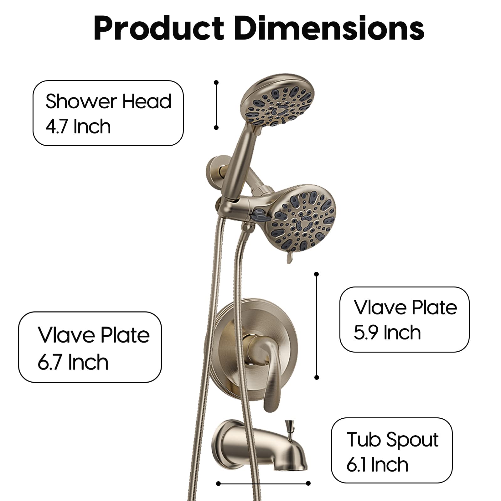 WRISIN 3-Function Tub Shower Faucet Set with Diverter Valve & Handheld Spray - Chrome Finish Bathroom Fixture for Bathtub, Shower & Spa Relaxation