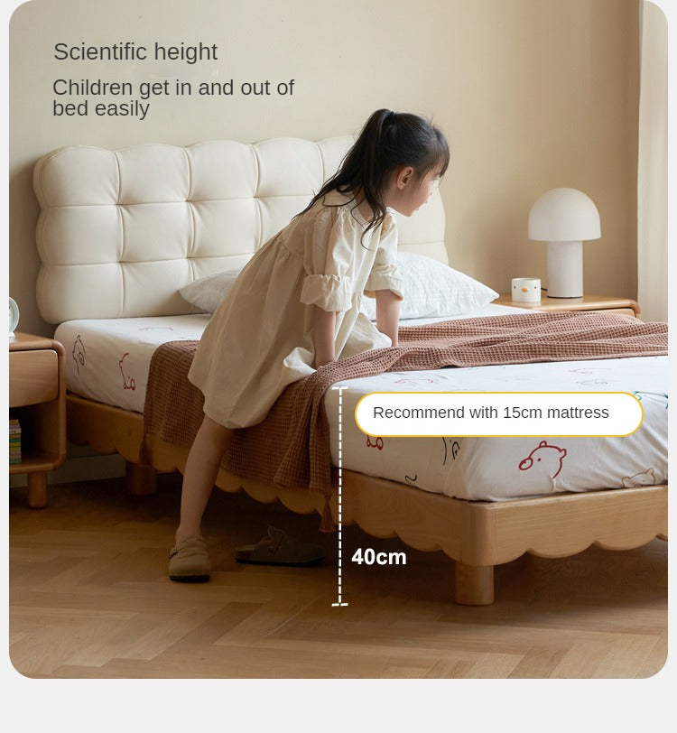 Solid Beech Wood Kids Platform Bed - No Headboard, Eco-Friendly & Sturdy for Toddler & Children's Bedroom - Perfect for Small Spaces & Montessori Style Rooms