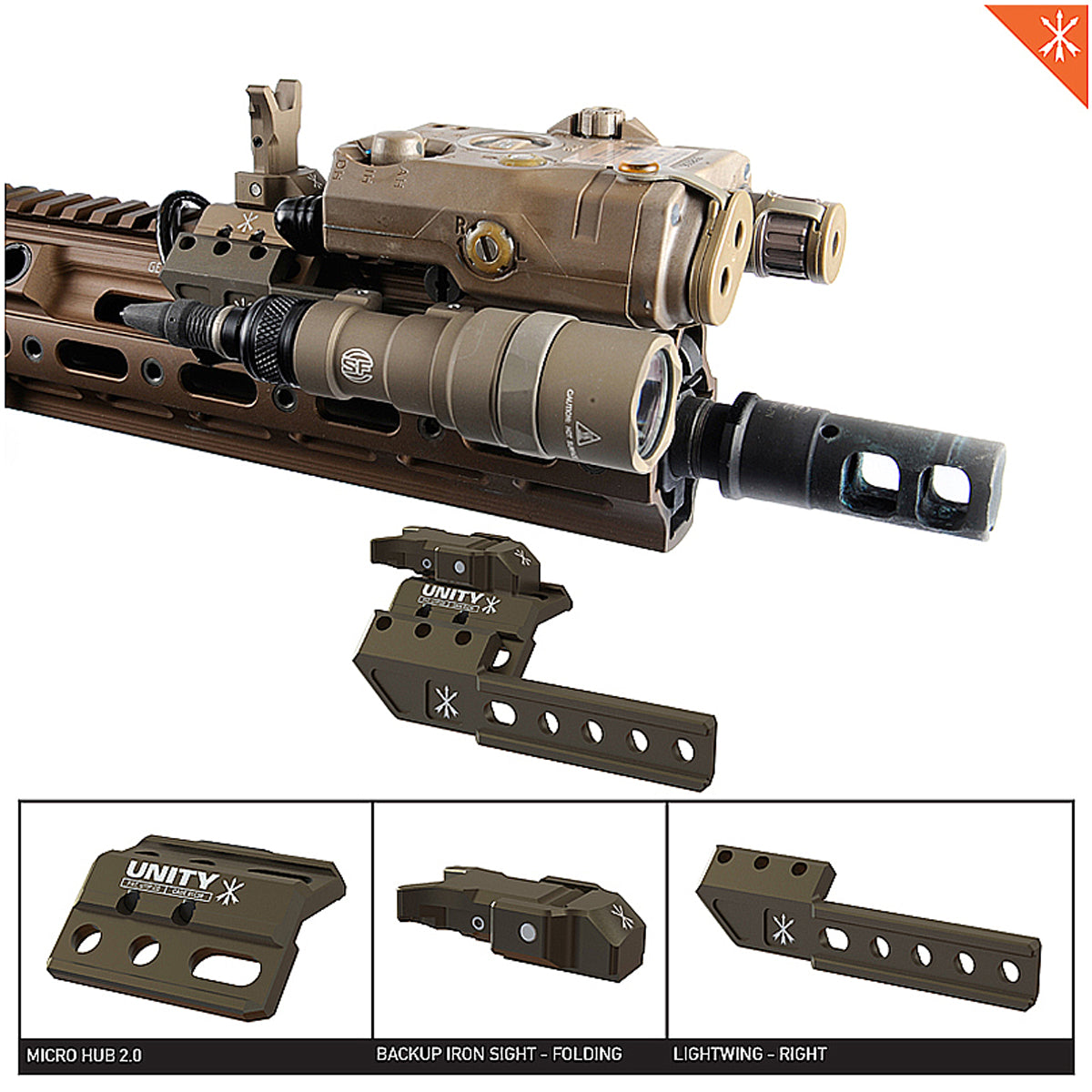 Unity Tactical FUSION Backup Iron Sight – Folding Iron Sights for AR-15, M4 & Other Rifles | Durable Weapon Accessory for Tactical Shooting & Hunting