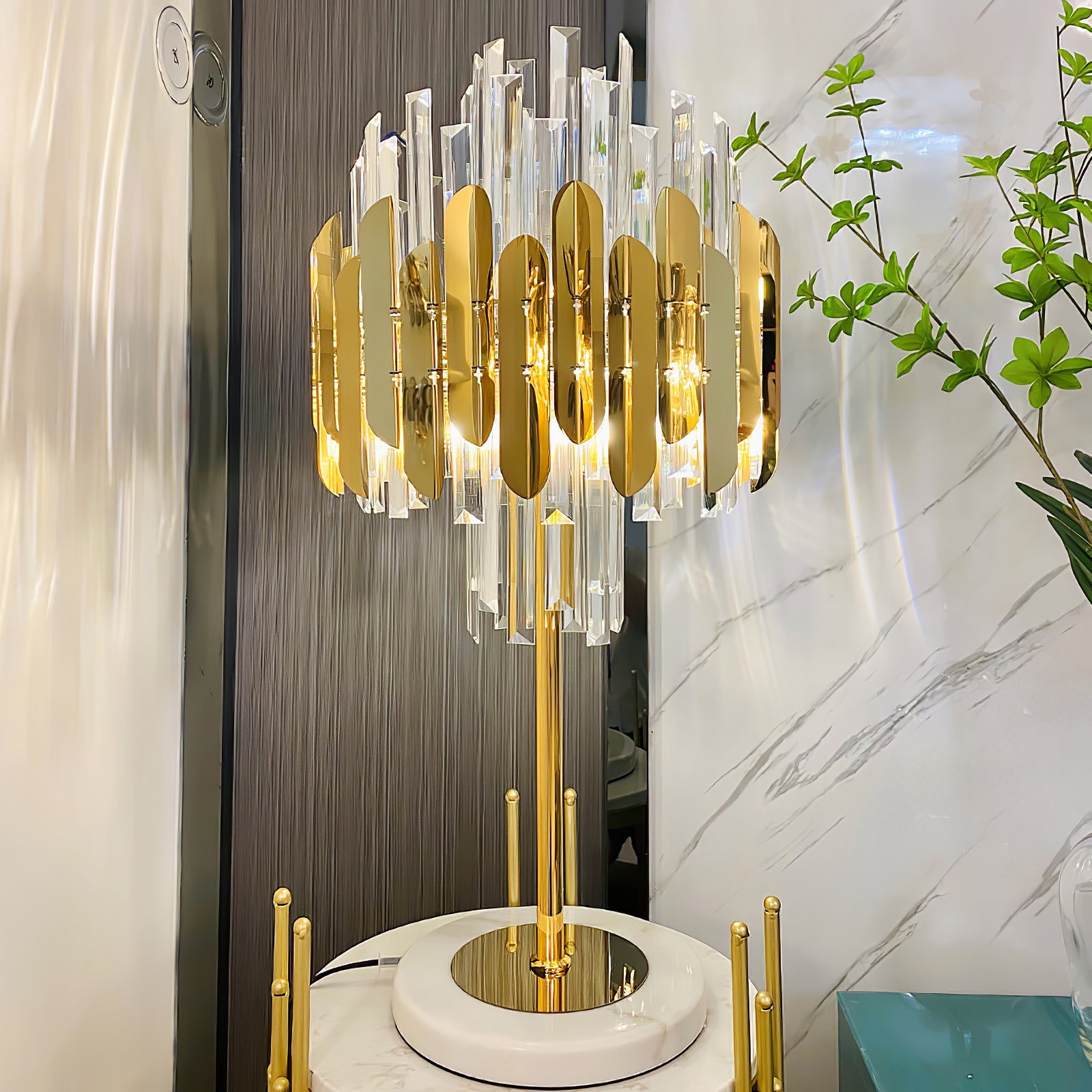 Elegant Crystal Marble LED Desk Lamp - Modern Office & Study Table Light for Home, Bedroom, Dorm - Perfect for Reading, Working & Decor