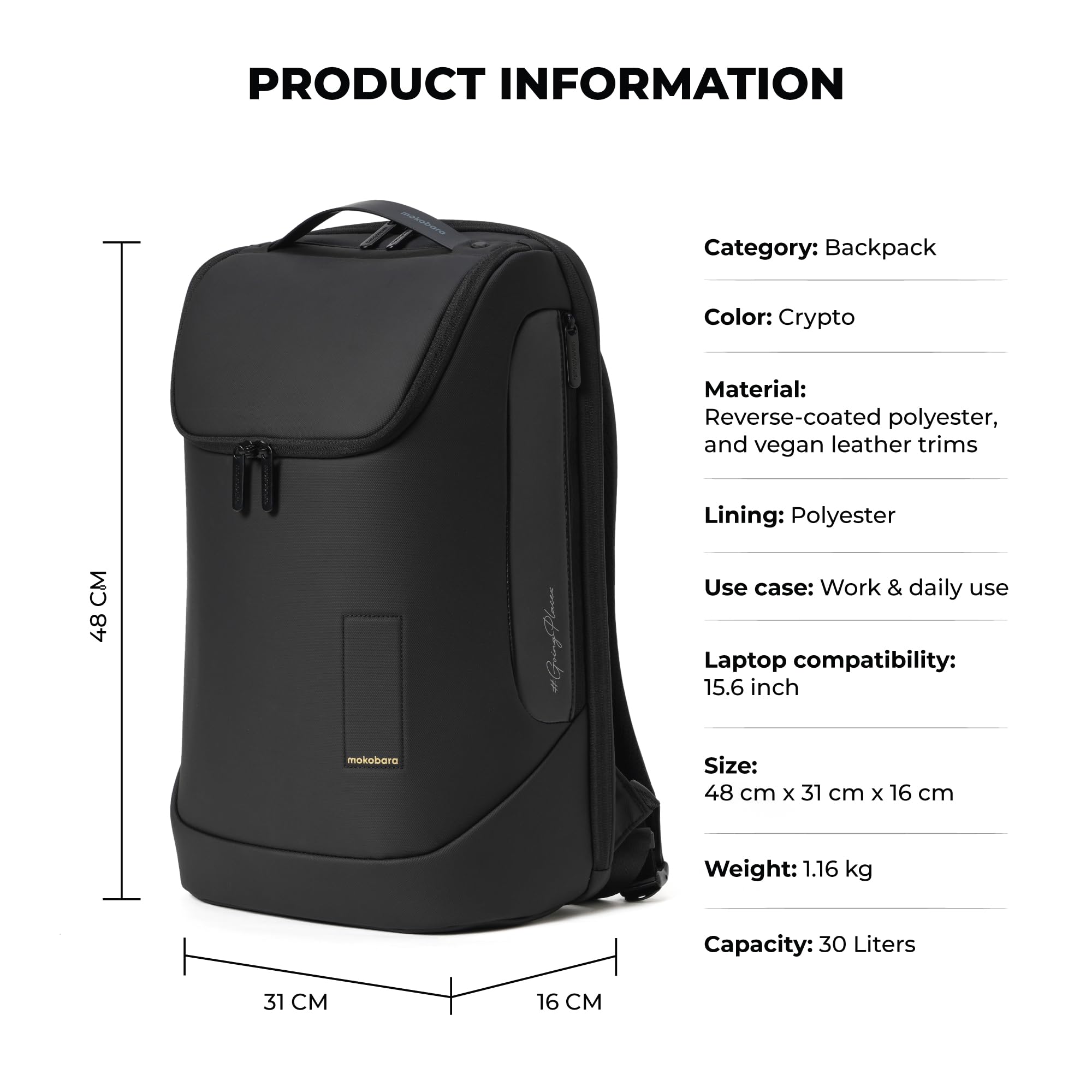 MOKOBARA The Transit Backpack - 30L Premium Nylon Unisex Laptop Bag with Luggage Sleeve for 15.6