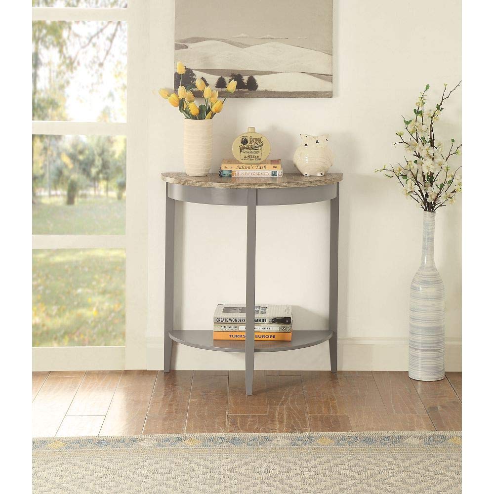 Justino Modern Console Table - Sofa Side Table, Coffee Table, End Table for Living Room, Bedroom, Study & Hallway - Gray Oak & Gray Finish - Perfect for Small Spaces & Home Decor 90161