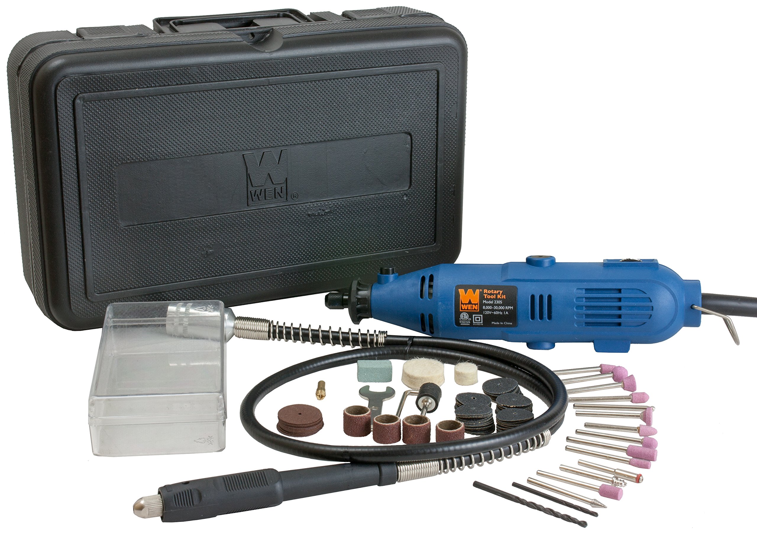 WEN 2305 Rotary Tool Kit with Flex Shaft - Versatile Multi-Purpose Power Tool for DIY, Woodworking, Metal Engraving & Jewelry Making
