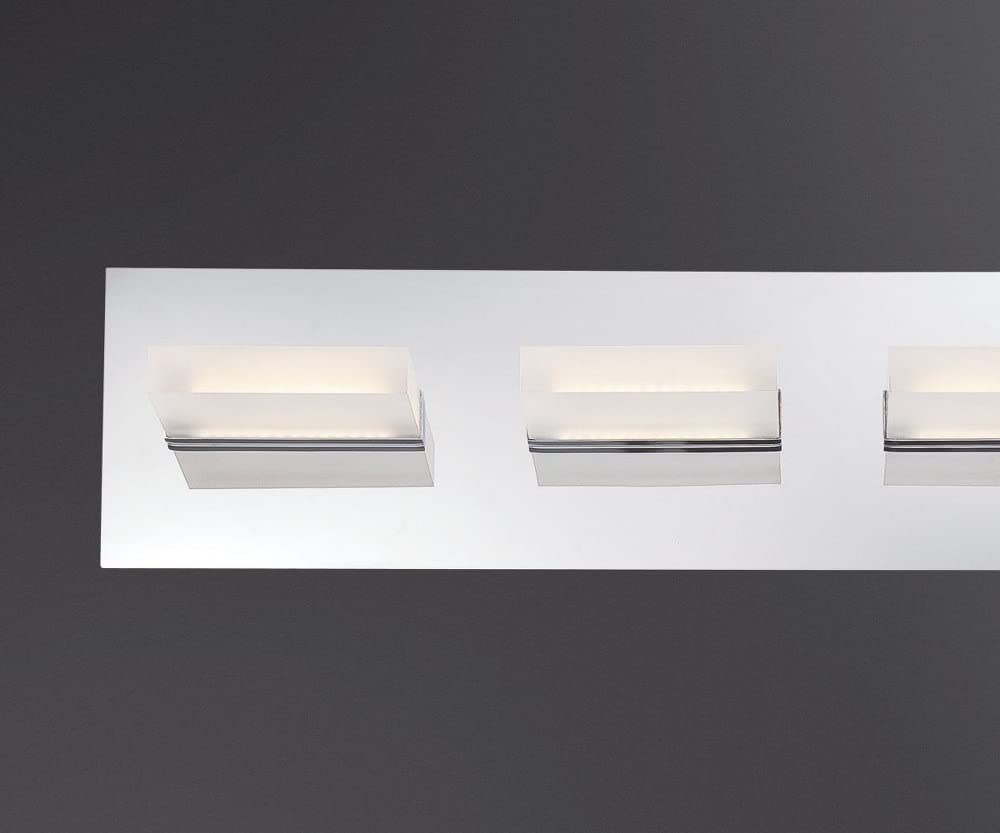 Modern 4-Light LED Bathroom Vanity Light Bar - 5.25 x 24 Inches Chrome Finish with Frosted Acrylic Glass Shade - Perfect for Bathroom, Powder Room & Dressing Area Lighting - 79-BEL-1862897