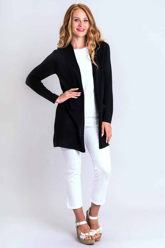 Justine Sweater Women's Black Bamboo Cotton Blend Knit Top - Soft & Breathable for Casual Wear, Office & Date Nights