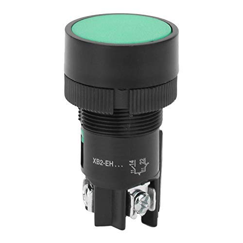 10 Pcs Mini Round Push Button Switch Self-Locking Control Switch XB2-EH Series 660V 10A Reset Switch (Green XB2-EH135) - Perfect for Industrial Control Panels, Machinery and Electrical Equipment