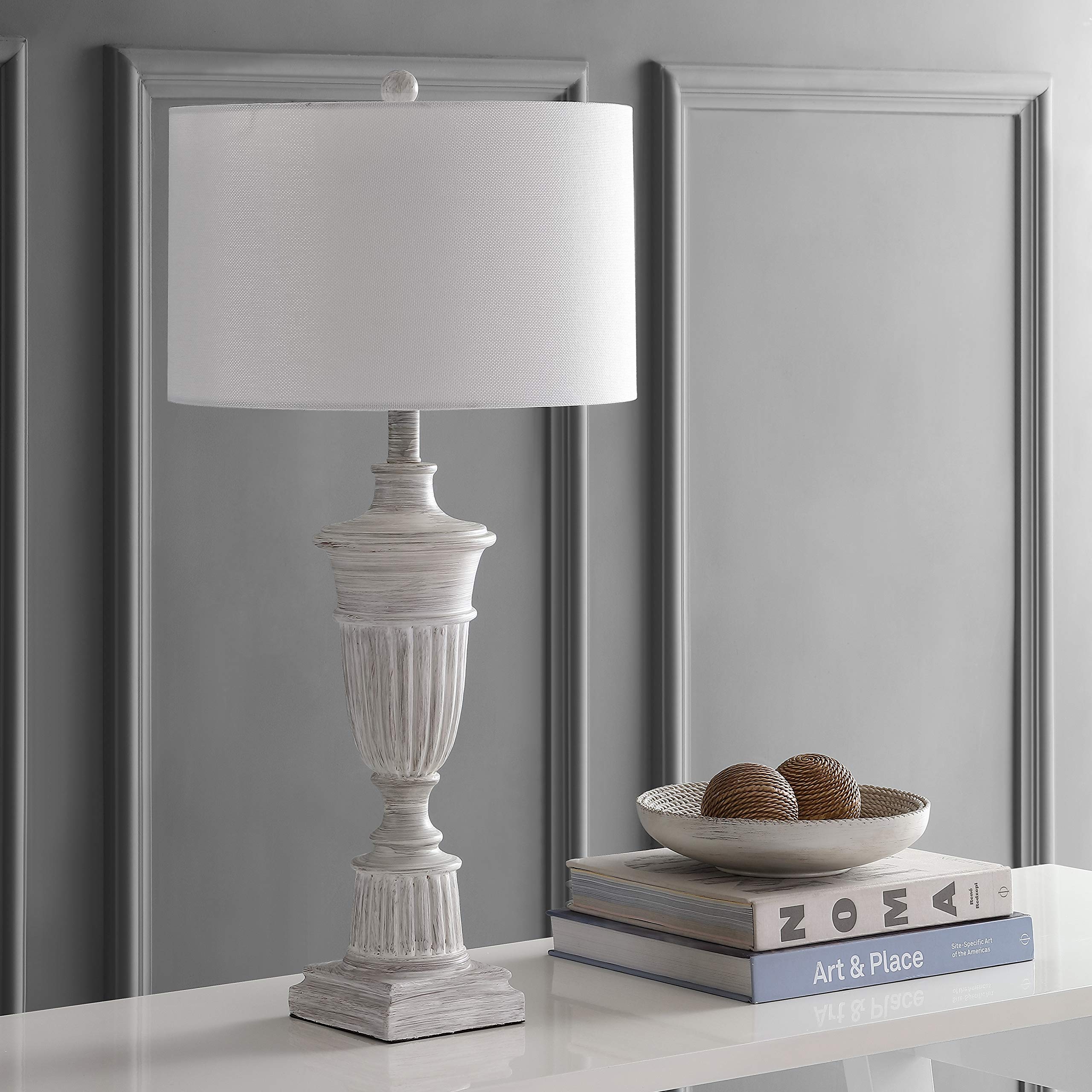 SAFAVIEH Kylen Rustic Farmhouse White 31-inch Table Lamp Set of 2 with LED Bulbs - Perfect for Bedroom, Living Room, Home Office & Nightstand Lighting