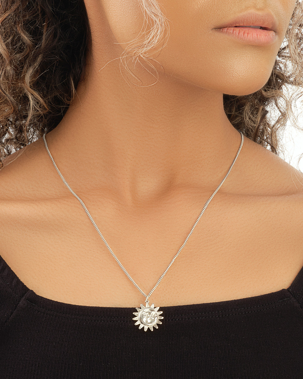 Moon and Sun Face Pendant Necklace - Celestial Jewelry for Women, Boho Chic Necklace, Spiritual Gift for Her - Perfect for Yoga, Meditation & Festival Outfits